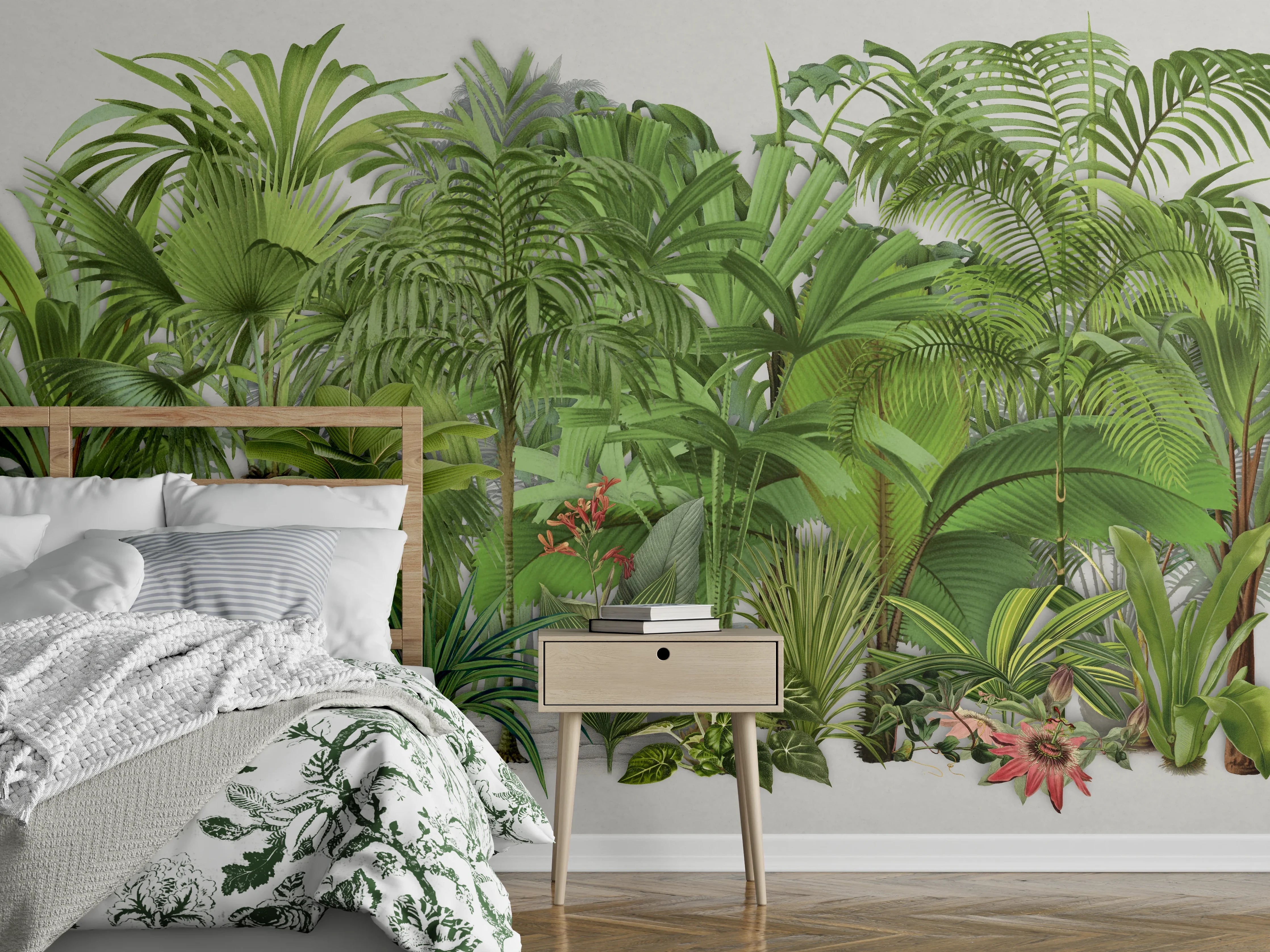 Wandverkleidung Schlafzimmer - Exotische Pflanzen