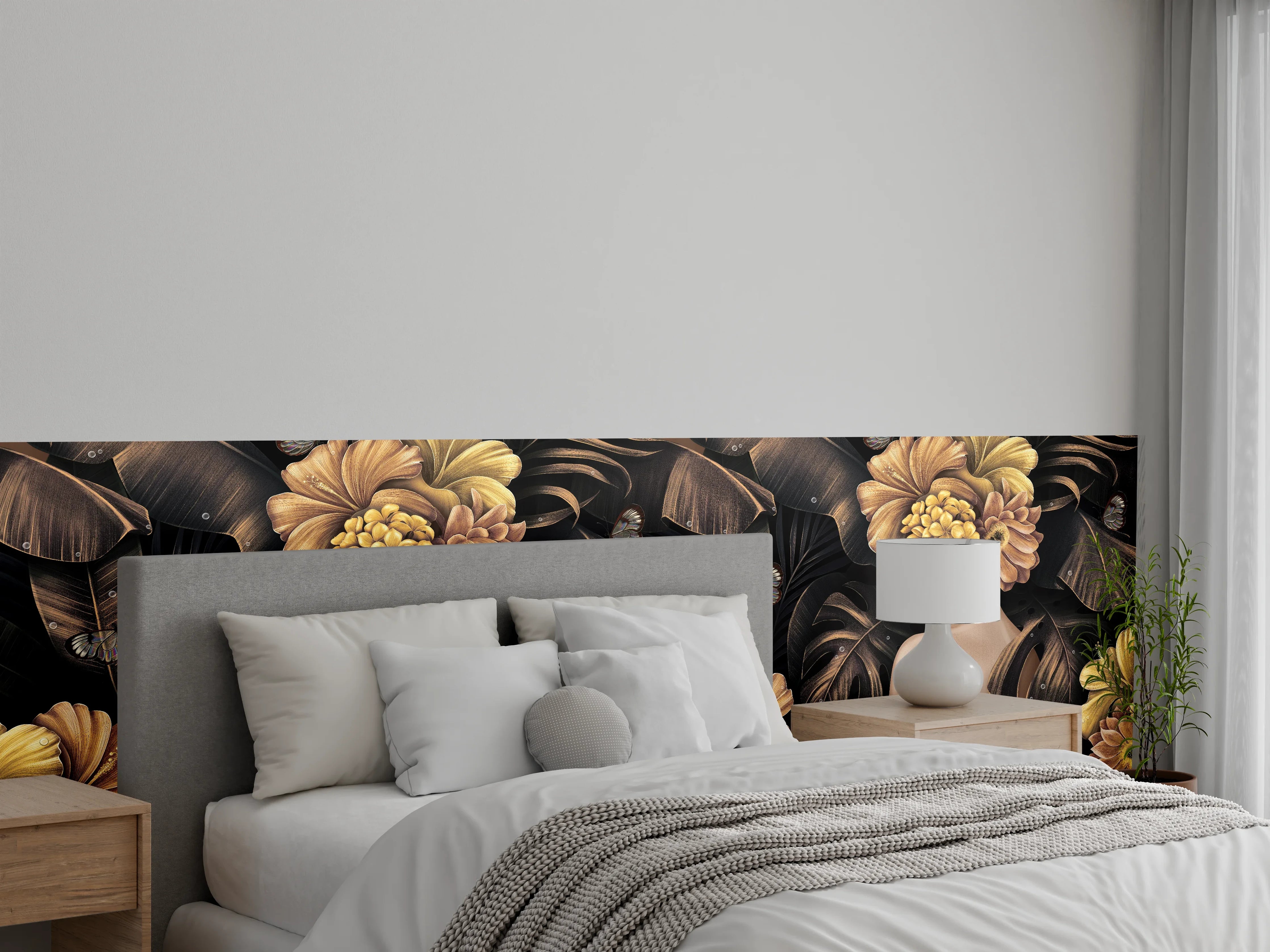Wandverkleidung Schlafzimmer - Exotischen Frauen, Blumen Muster