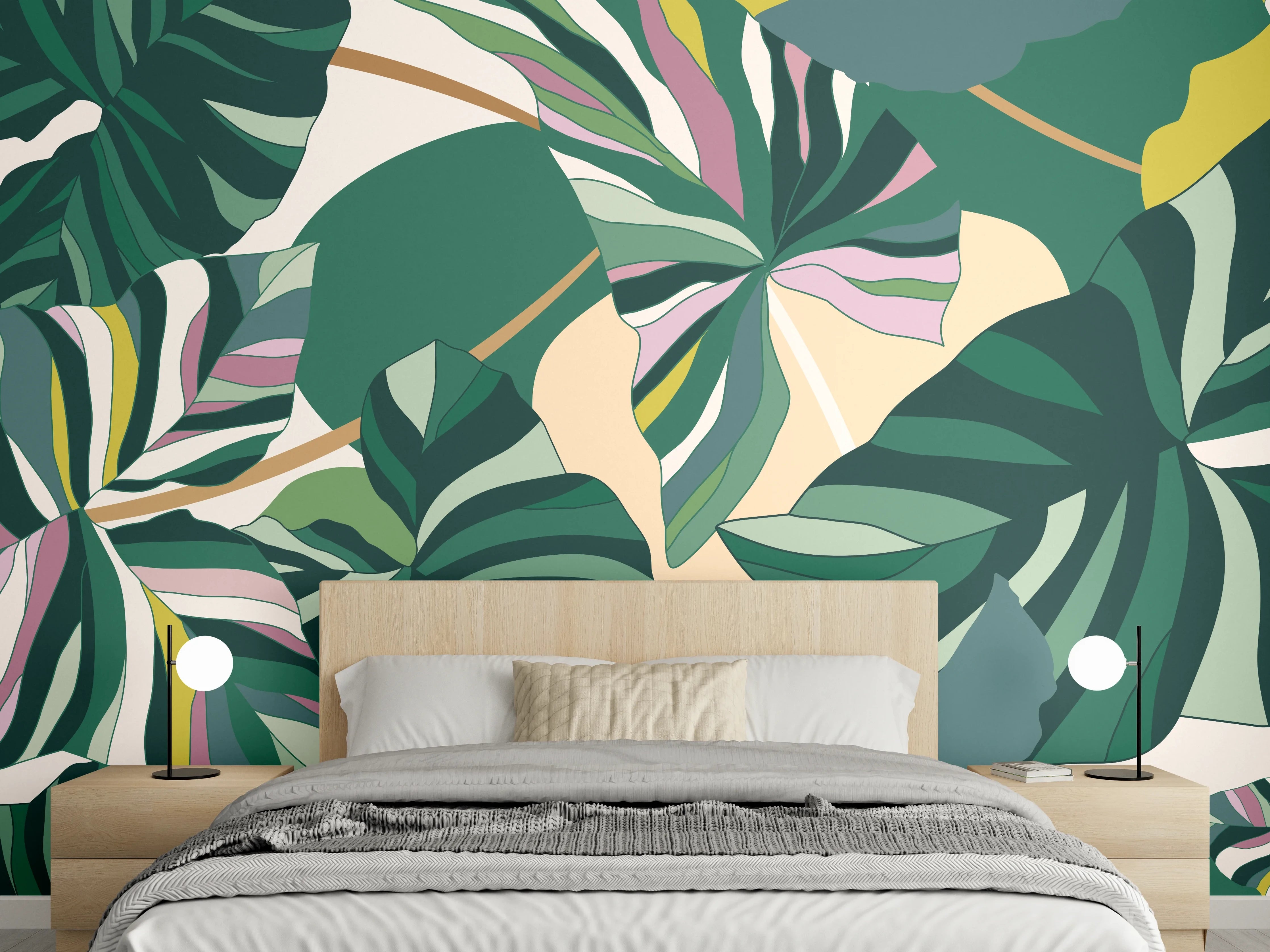 Wandverkleidung Schlafzimmer - Exotisches Monstera Blattdesign