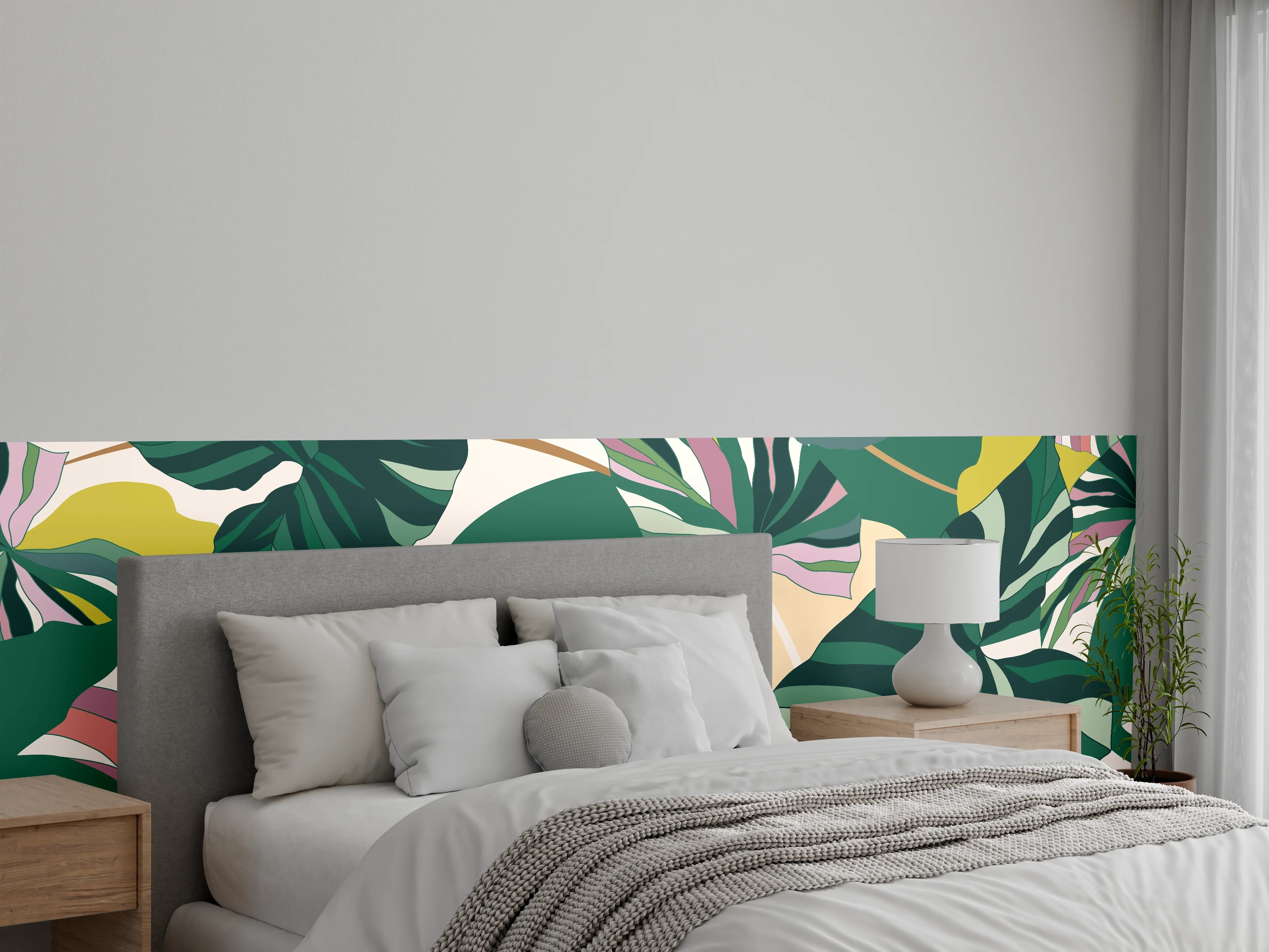 Wandverkleidung Schlafzimmer - Exotisches Monstera Blattdesign