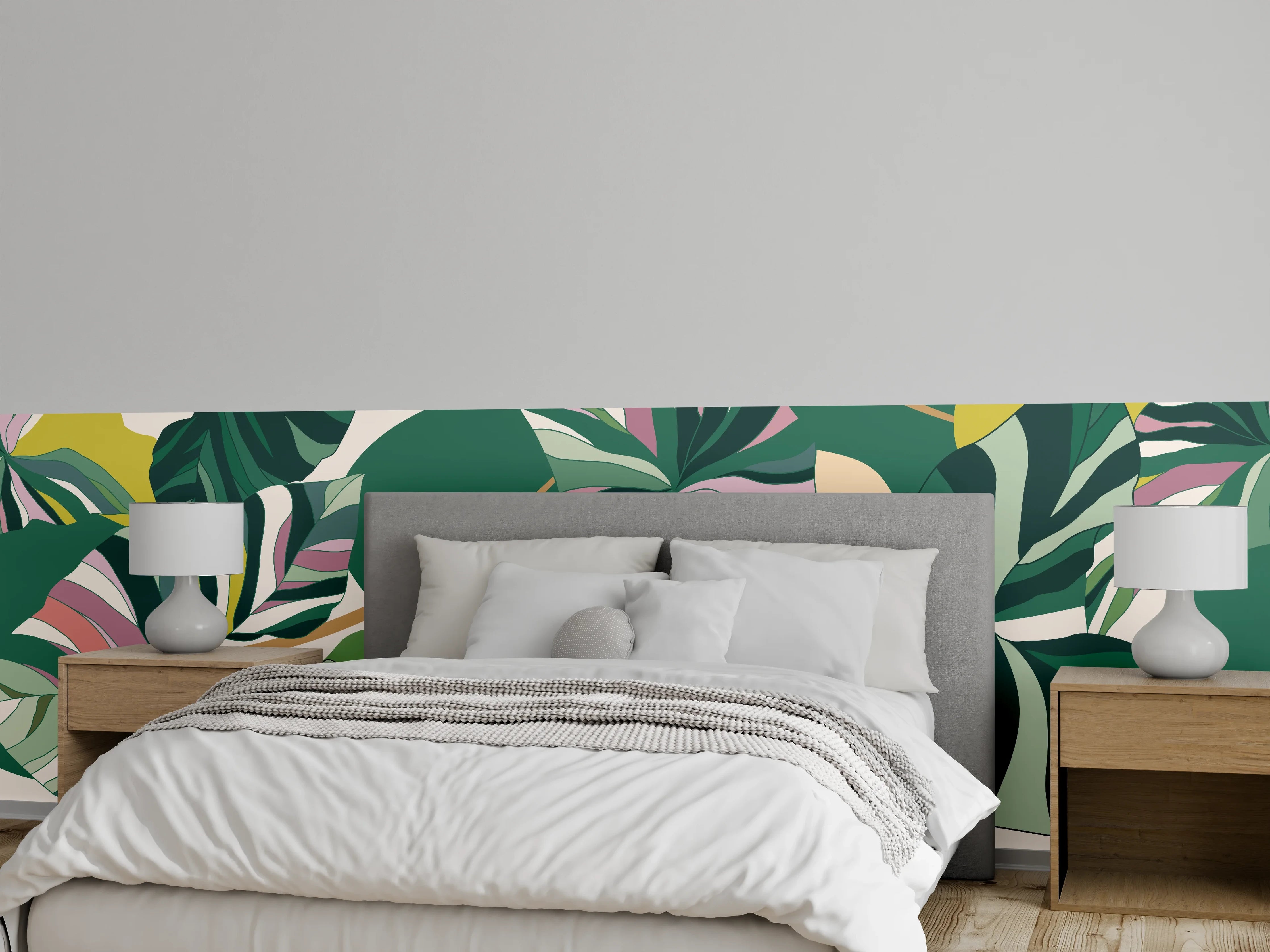 Wandverkleidung Schlafzimmer - Exotisches Monstera Blattdesign
