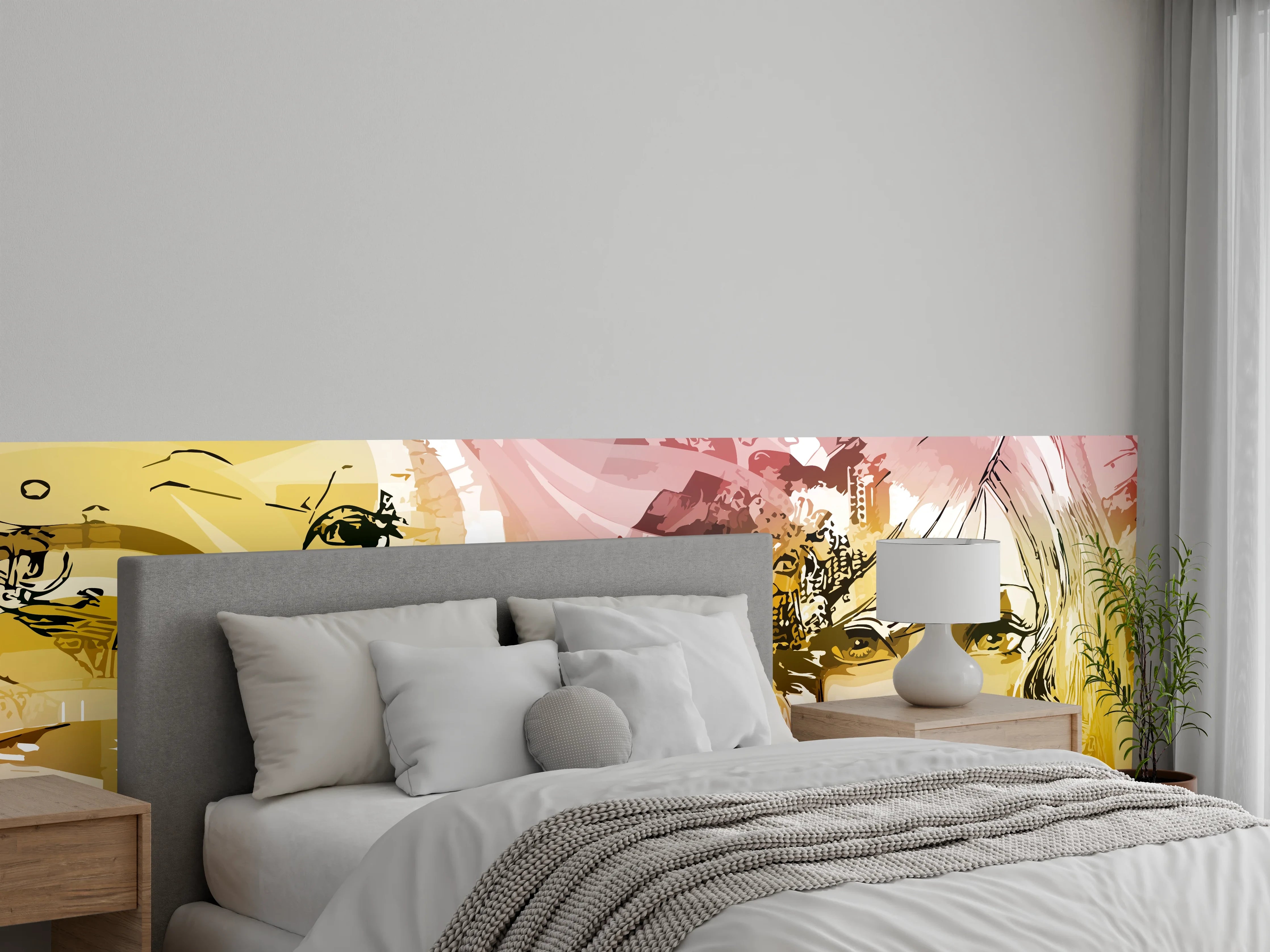 Wandverkleidung Schlafzimmer - Fantasievolle Illustration Frau Modern Pop Art