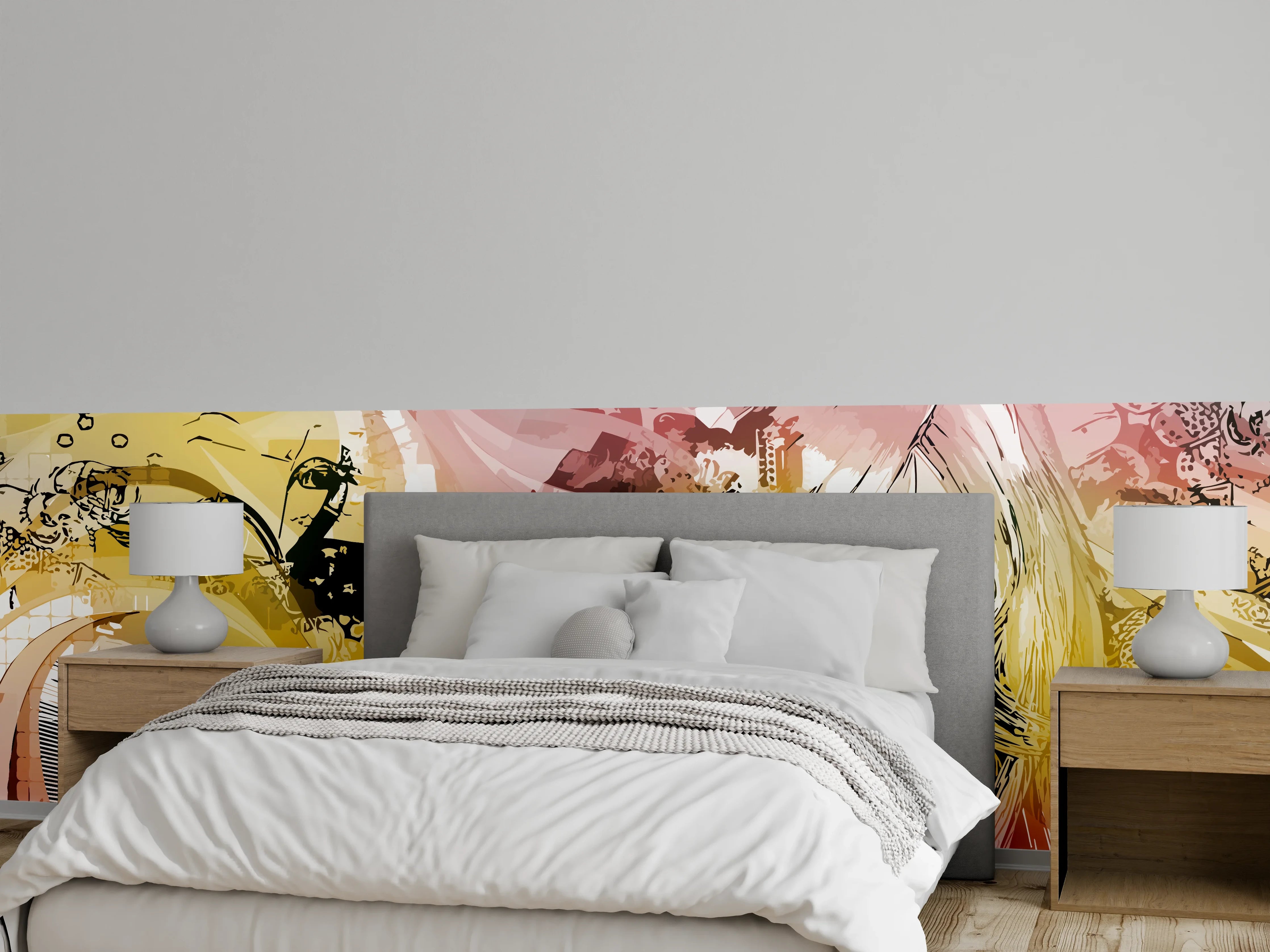 Wandverkleidung Schlafzimmer - Fantasievolle Illustration Frau Modern Pop Art