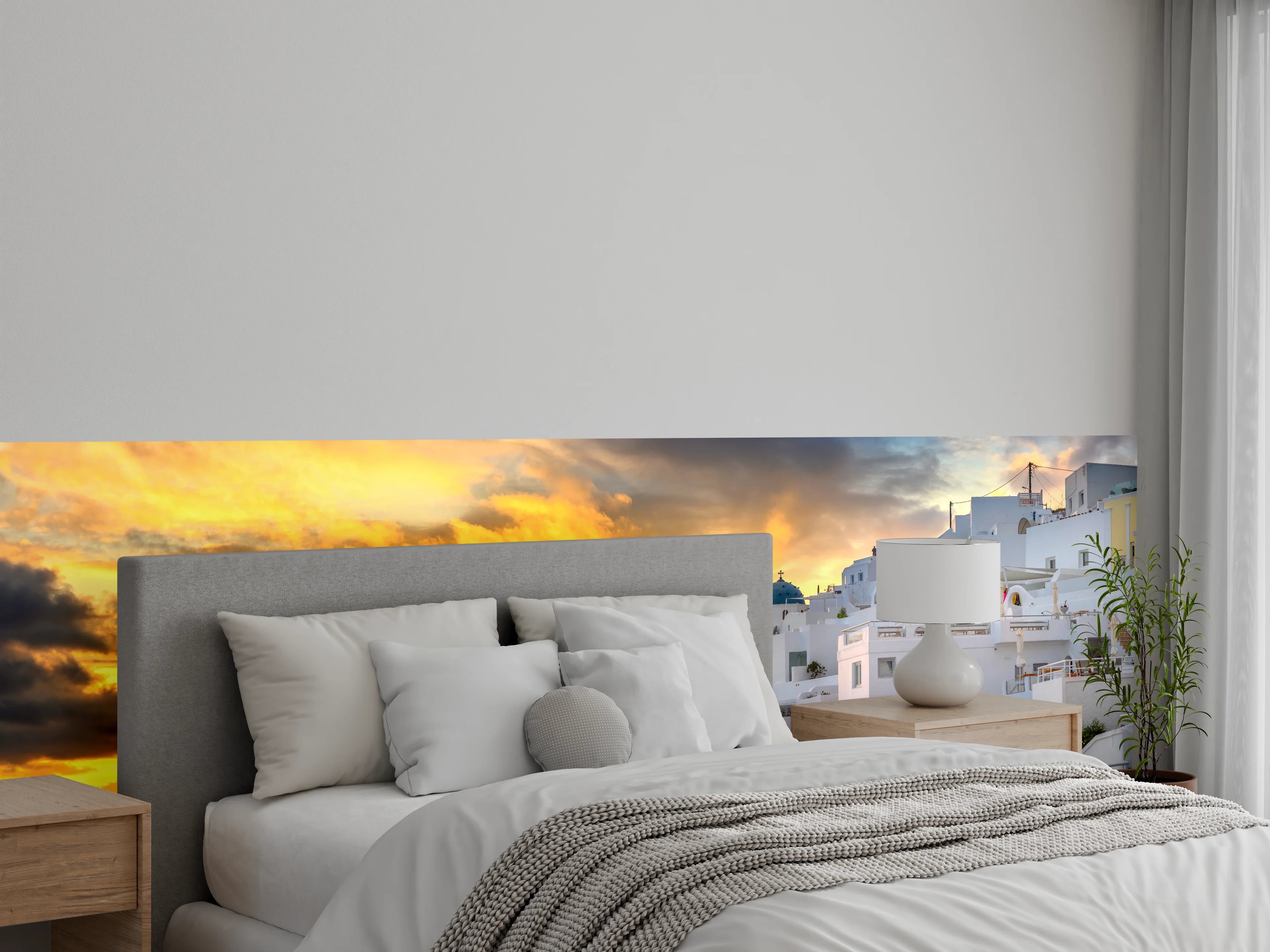 Wandverkleidung Schlafzimmer - Fantastischer Sonnenuntergang in Santorini - Griechenland