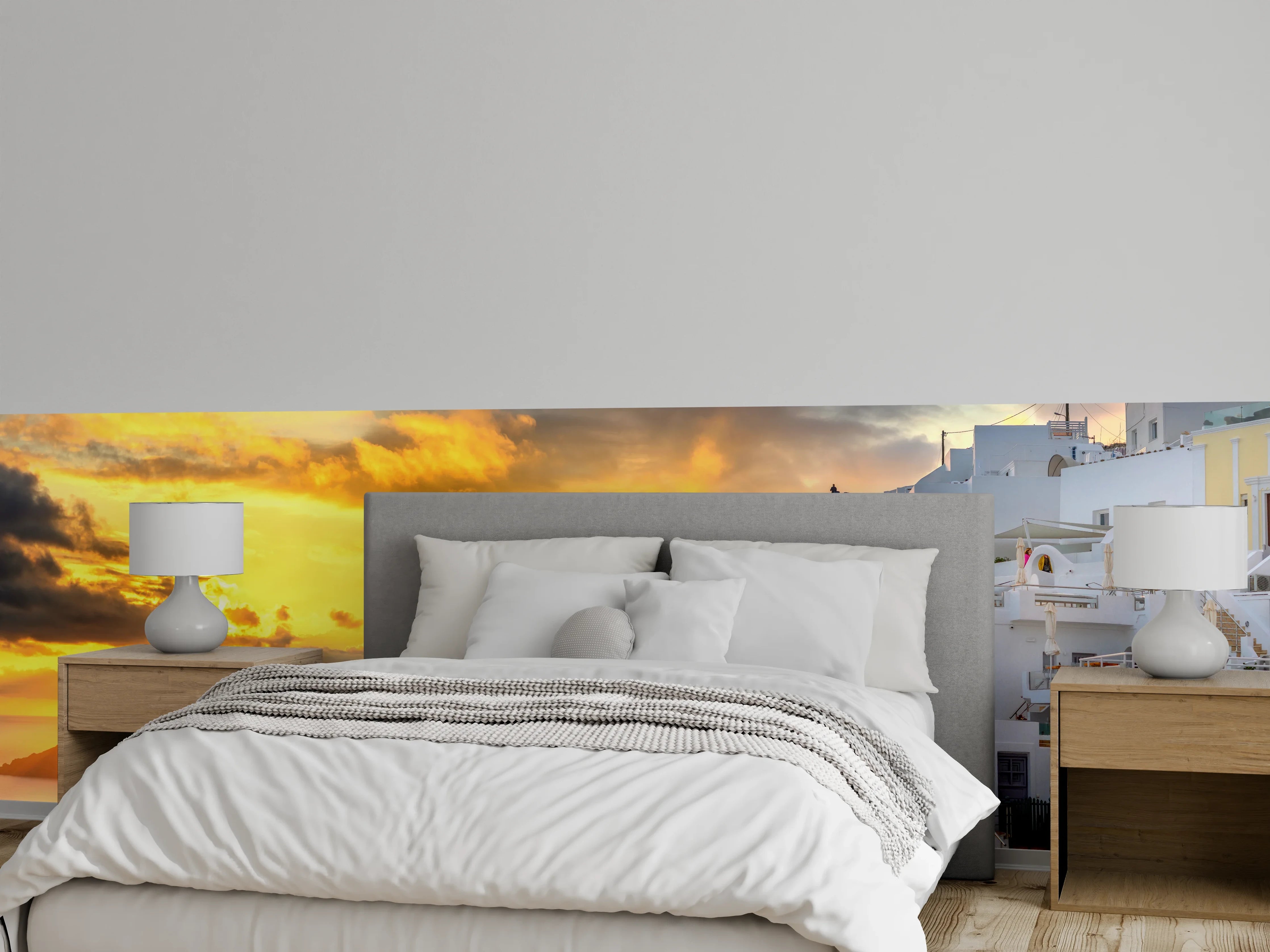 Wandverkleidung Schlafzimmer - Fantastischer Sonnenuntergang in Santorini - Griechenland