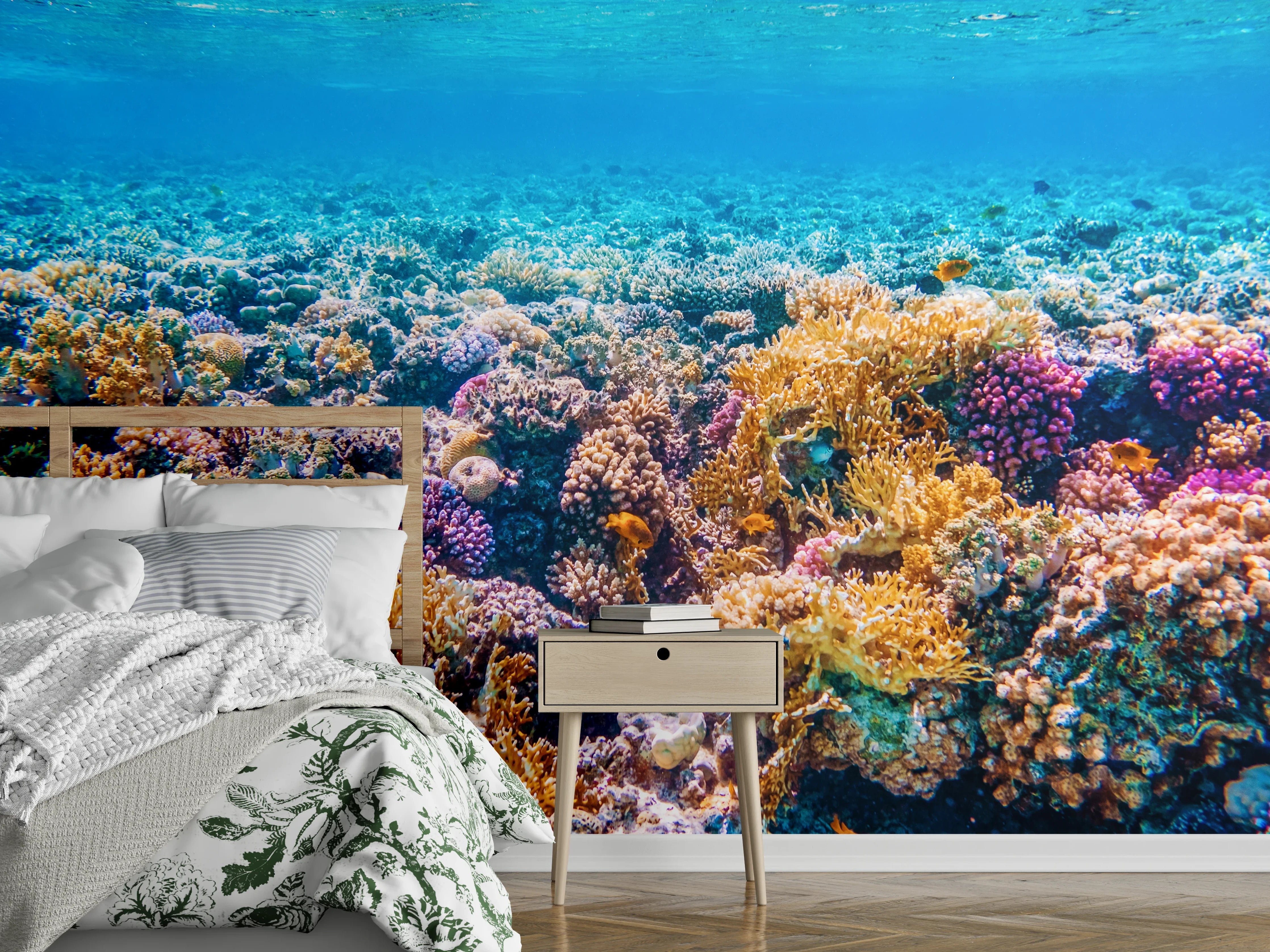 Wandverkleidung Schlafzimmer - Farbenfrohes Korallenriff Unterwasserfotografie