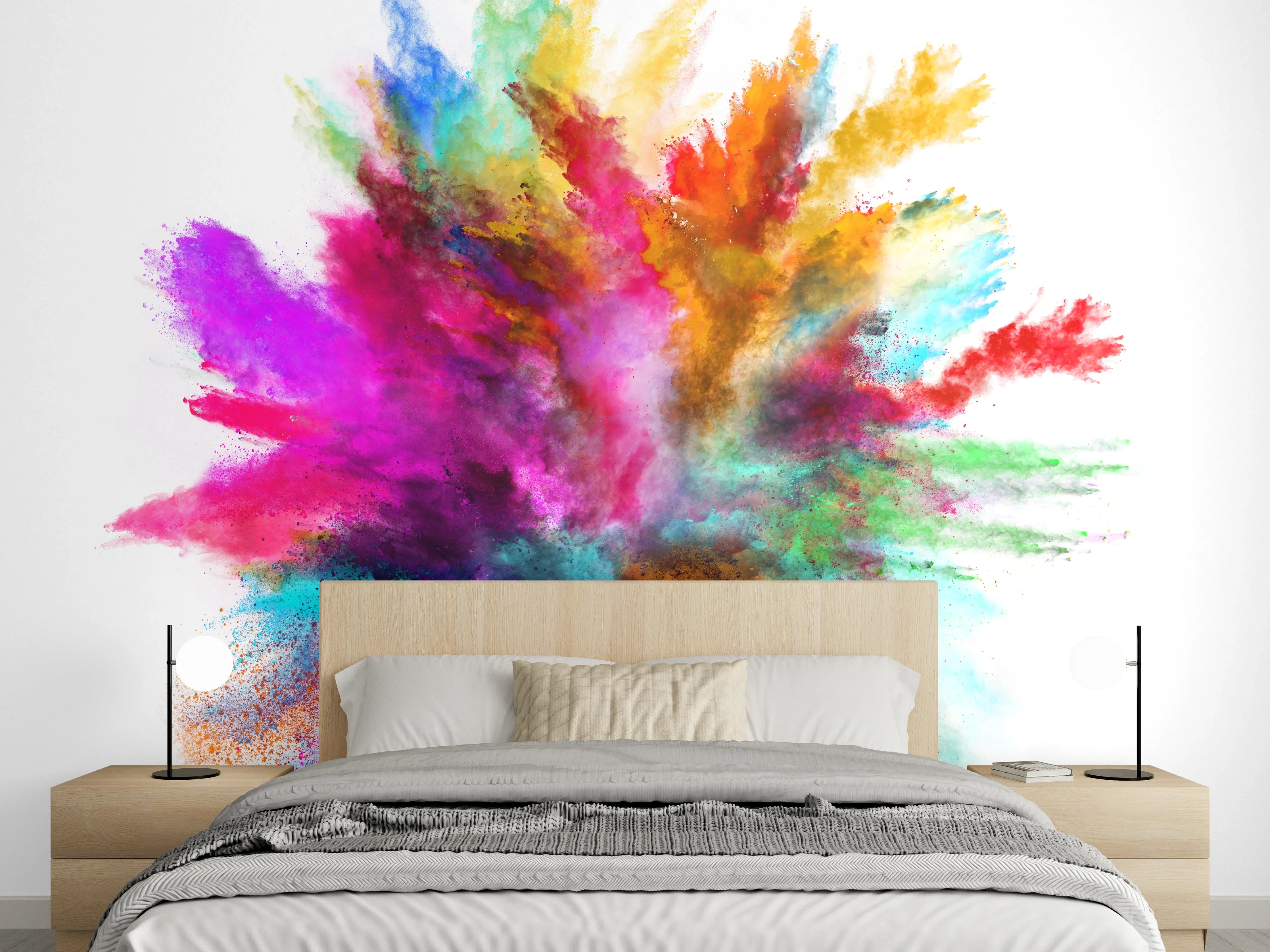 Wandverkleidung Schlafzimmer - Farbexplosion Abstrakt Kunst Poster