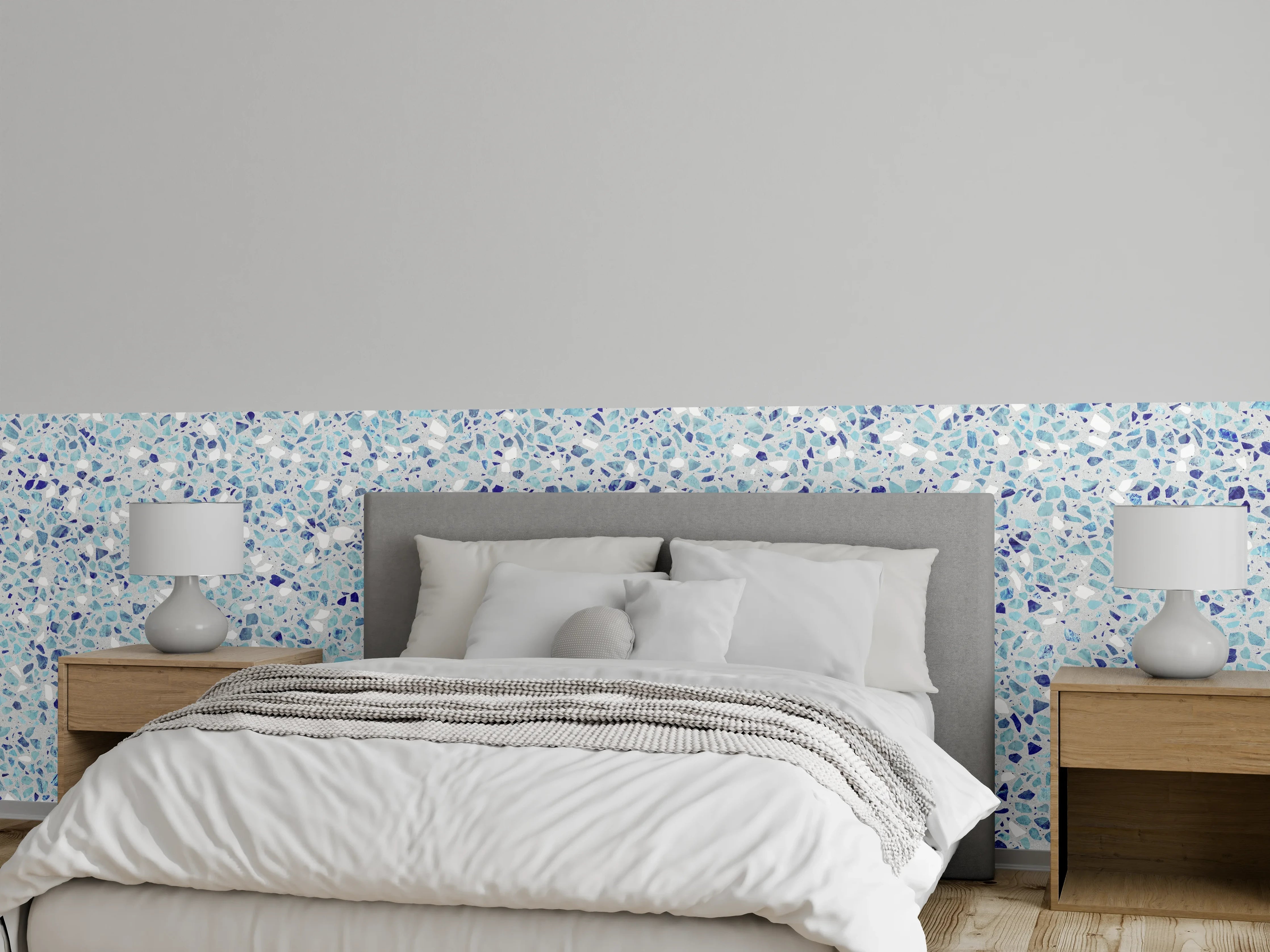 Wandverkleidung Schlafzimmer - Farbige Terrazzo Stein Textur