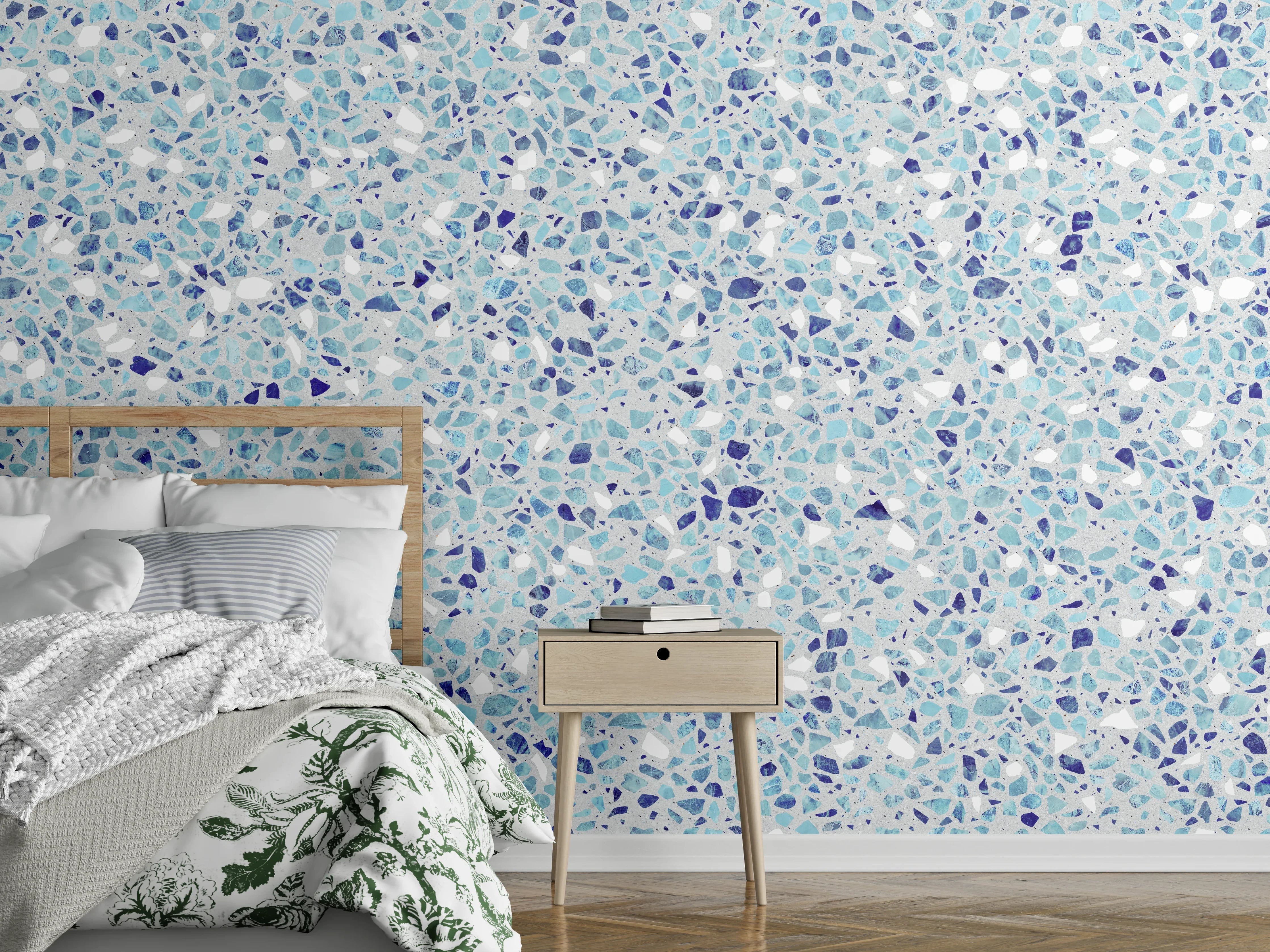 Wandverkleidung Schlafzimmer - Farbige Terrazzo Stein Textur