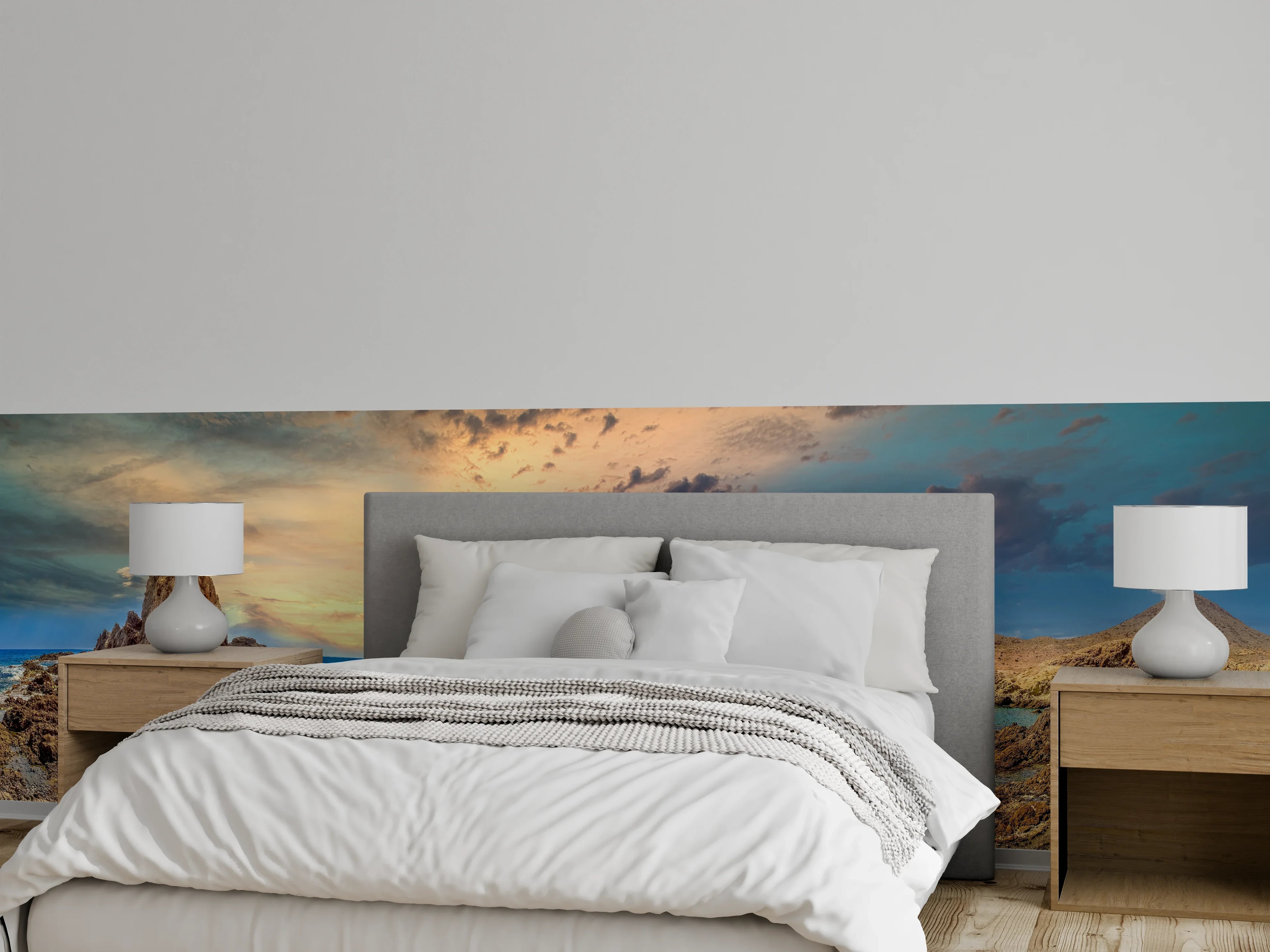 Wandverkleidung Schlafzimmer - Faszinierende Felsenküste am türkisblauen Meer
