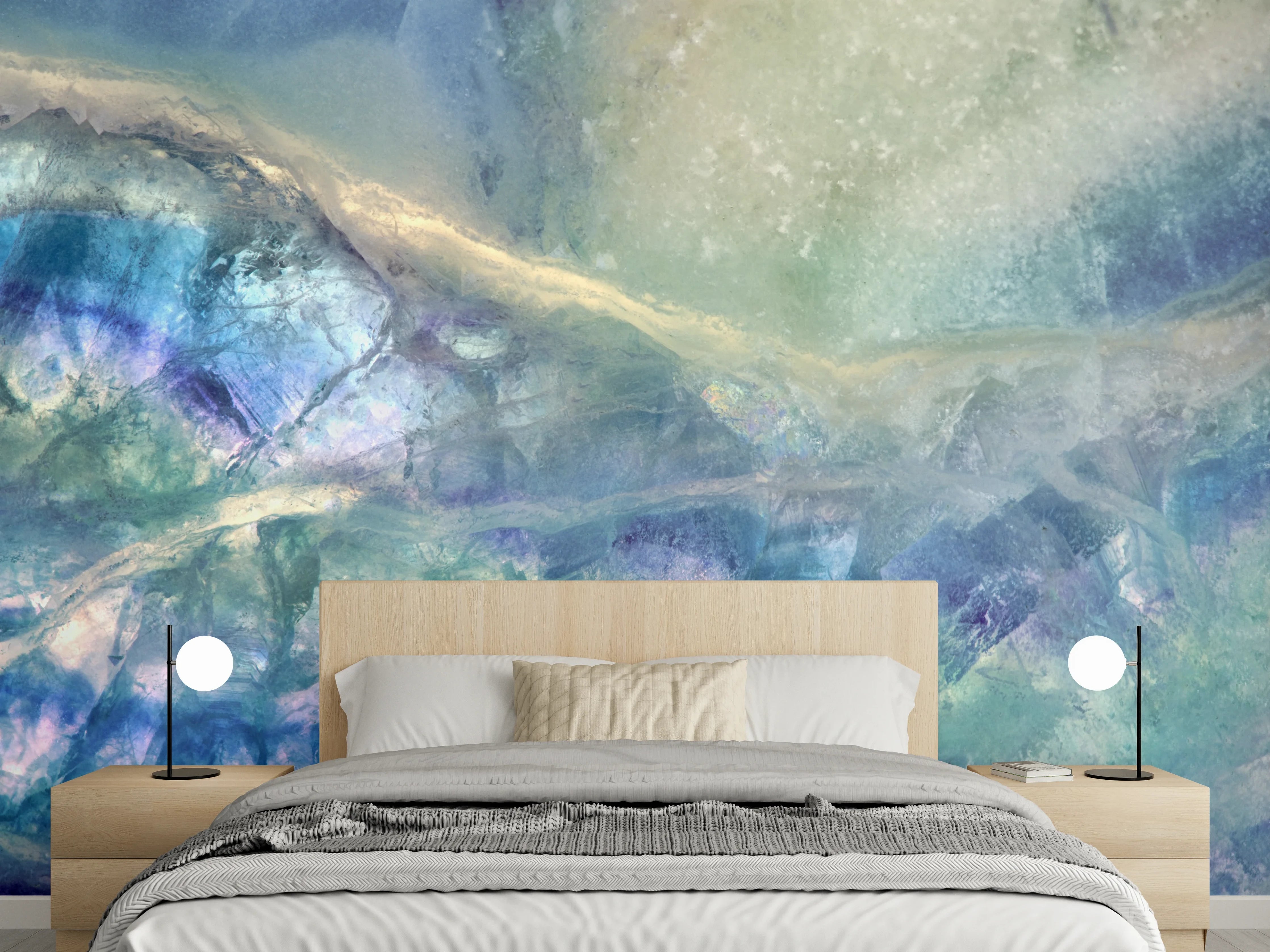 Wandverkleidung Schlafzimmer - Faszinierende Mineralstrukturen in Pastelltönen