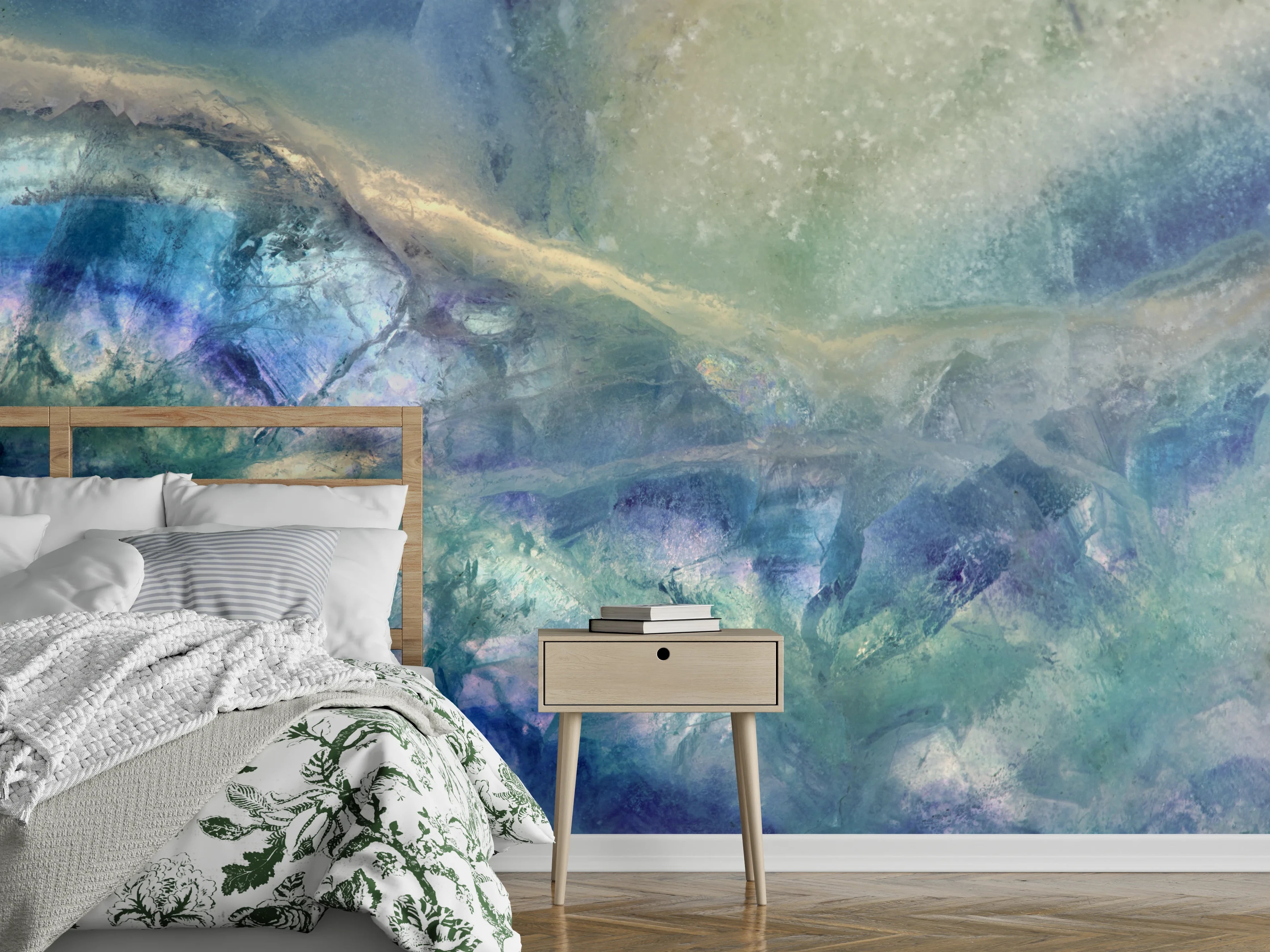 Wandverkleidung Schlafzimmer - Faszinierende Mineralstrukturen in Pastelltönen