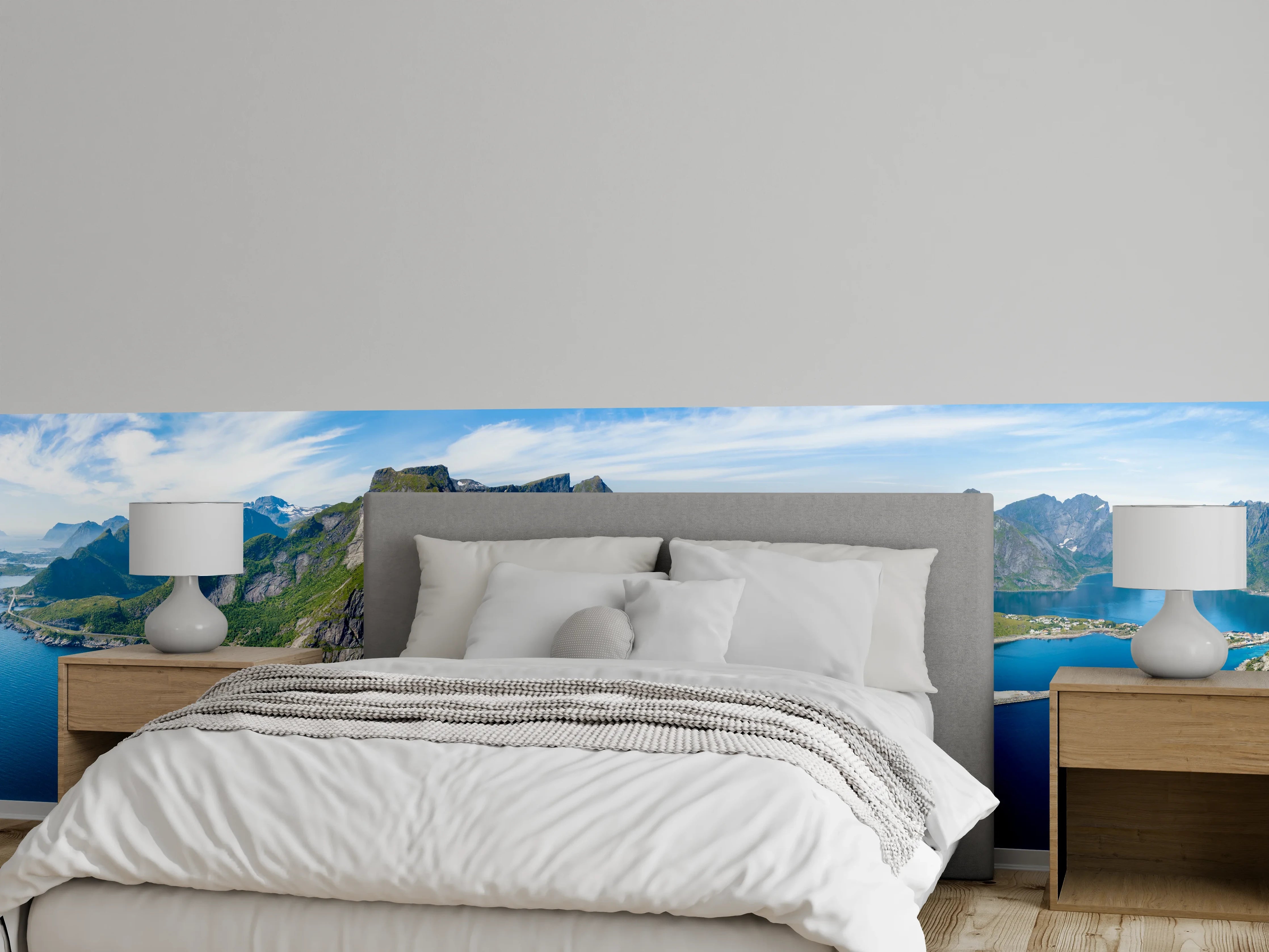 Wandverkleidung Schlafzimmer - Faszinierende norwegische Fjordlandschaft Panorama
