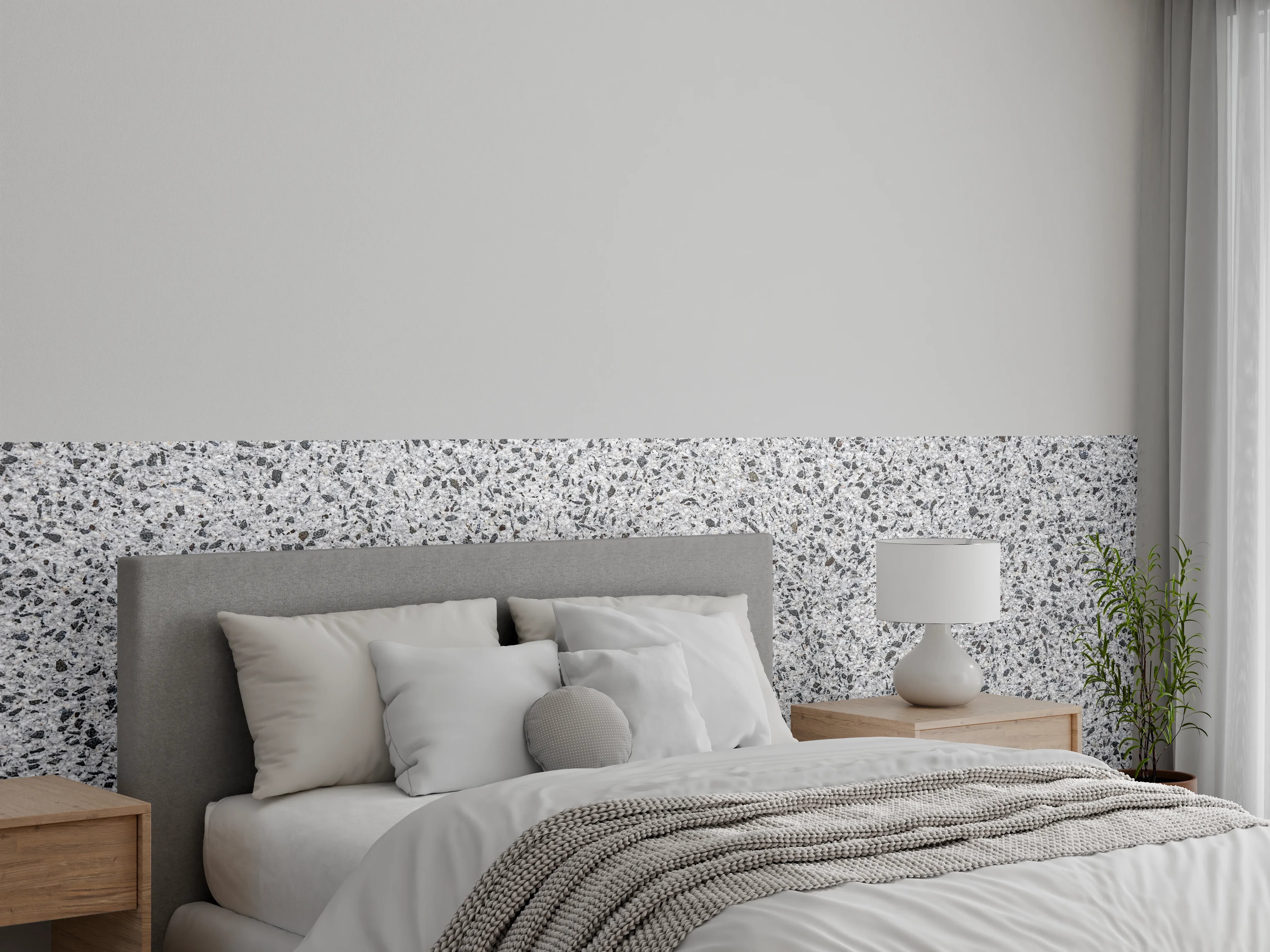 Wandverkleidung Schlafzimmer - Feine graue Granitstruktur