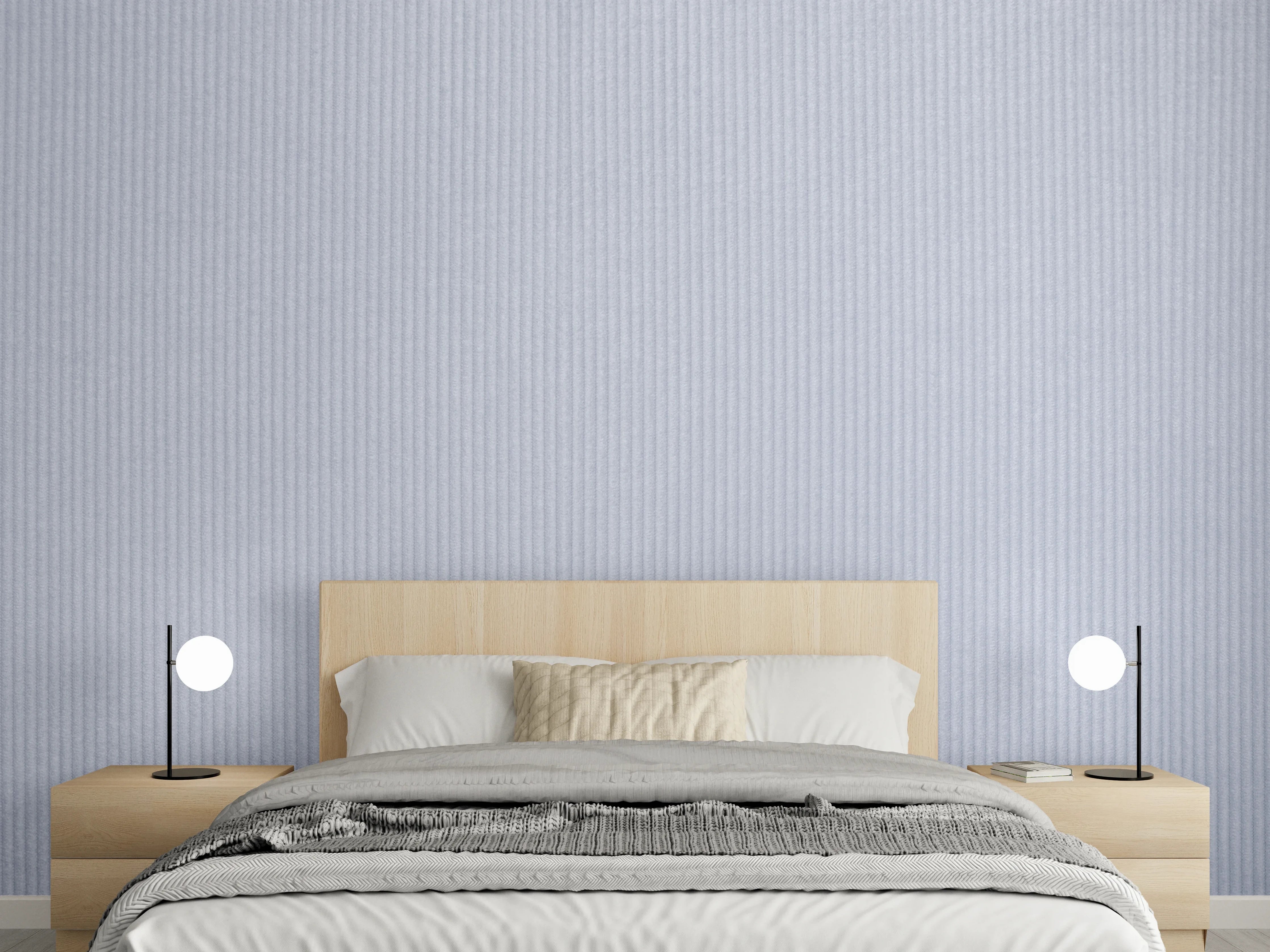 Wandverkleidung Schlafzimmer - Feine graue Linienstruktur – modern & dezent