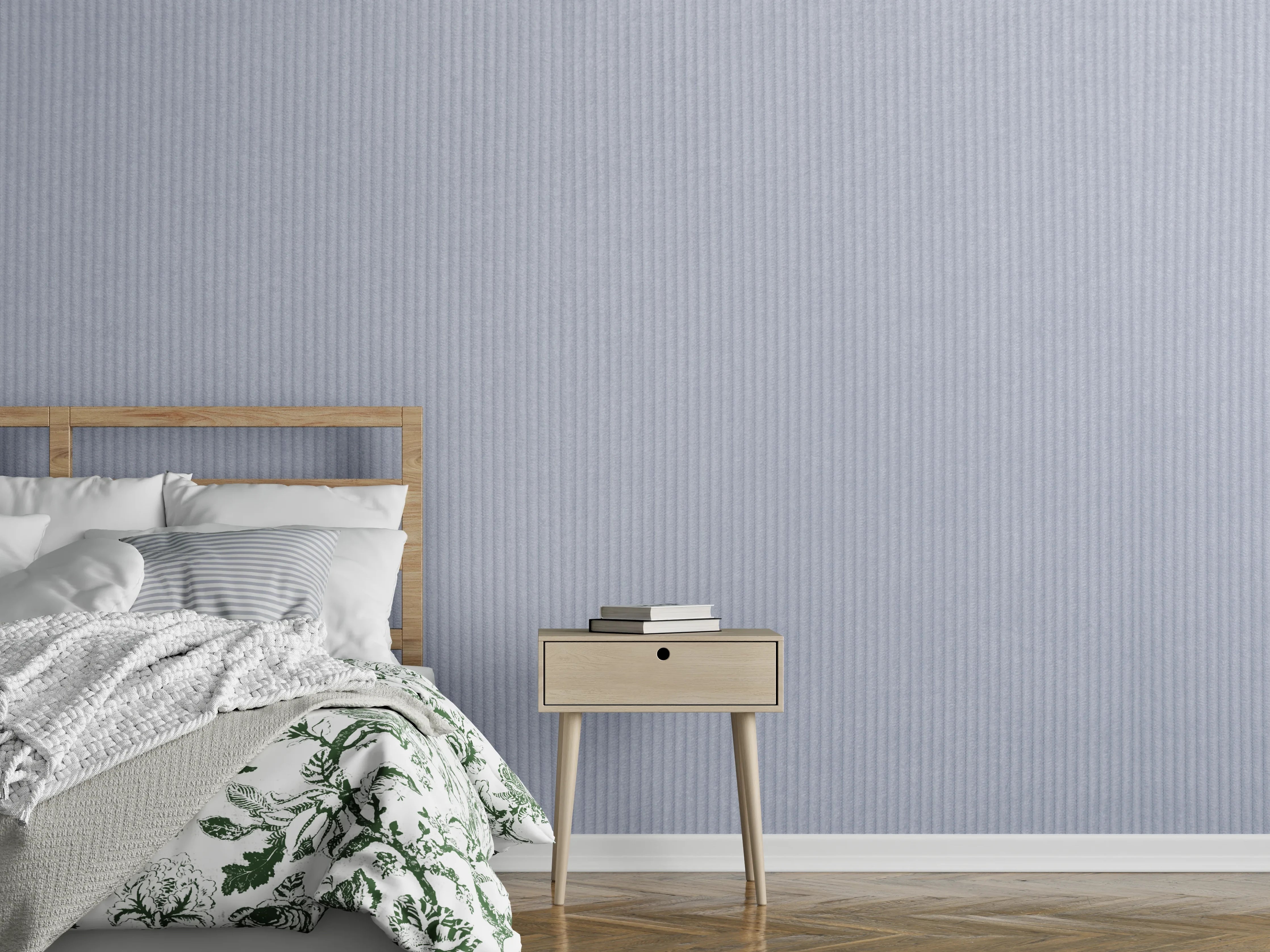 Wandverkleidung Schlafzimmer - Feine graue Linienstruktur – modern & dezent