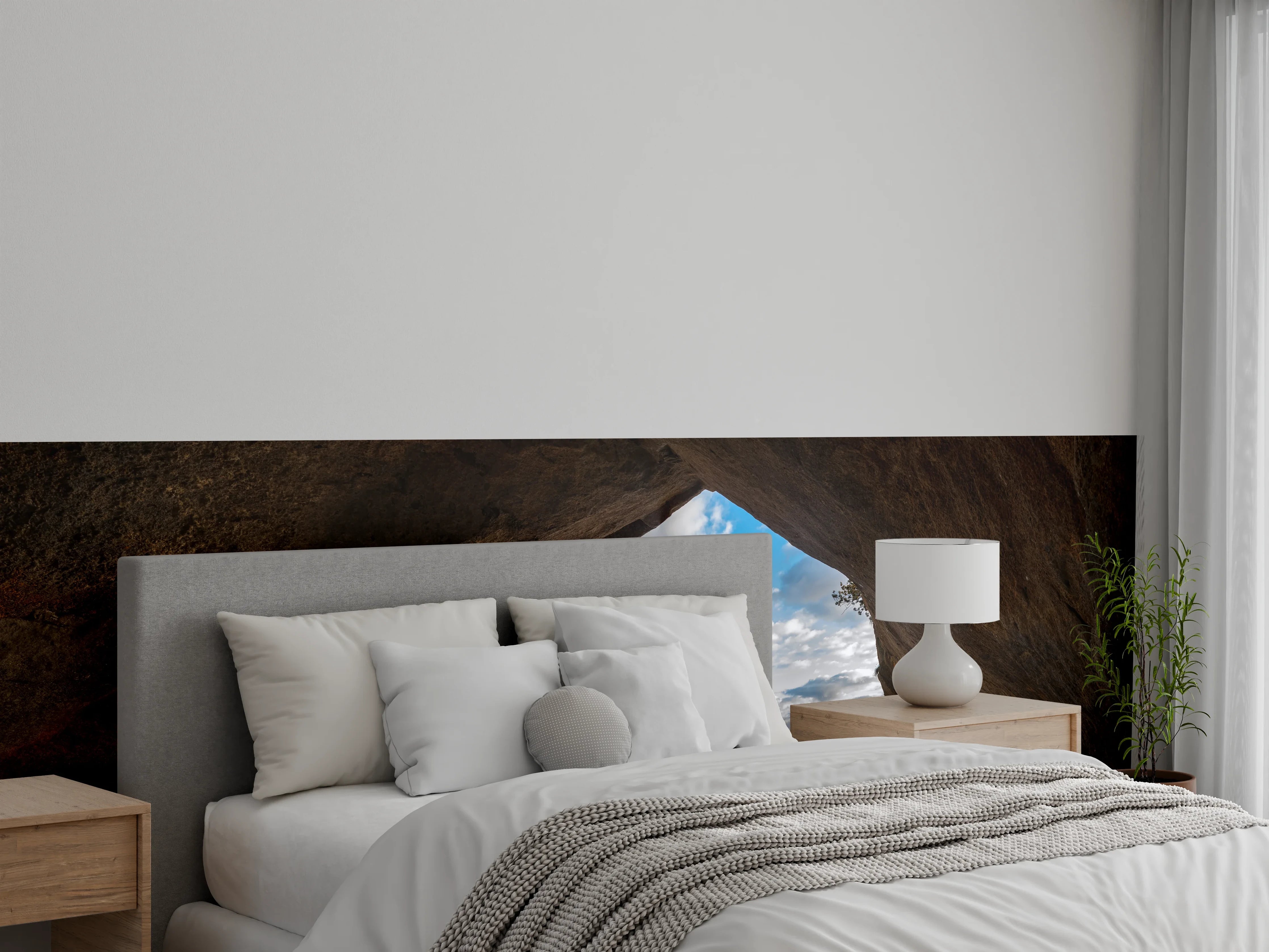 Wandverkleidung Schlafzimmer - Felsentor am Strand Panorama