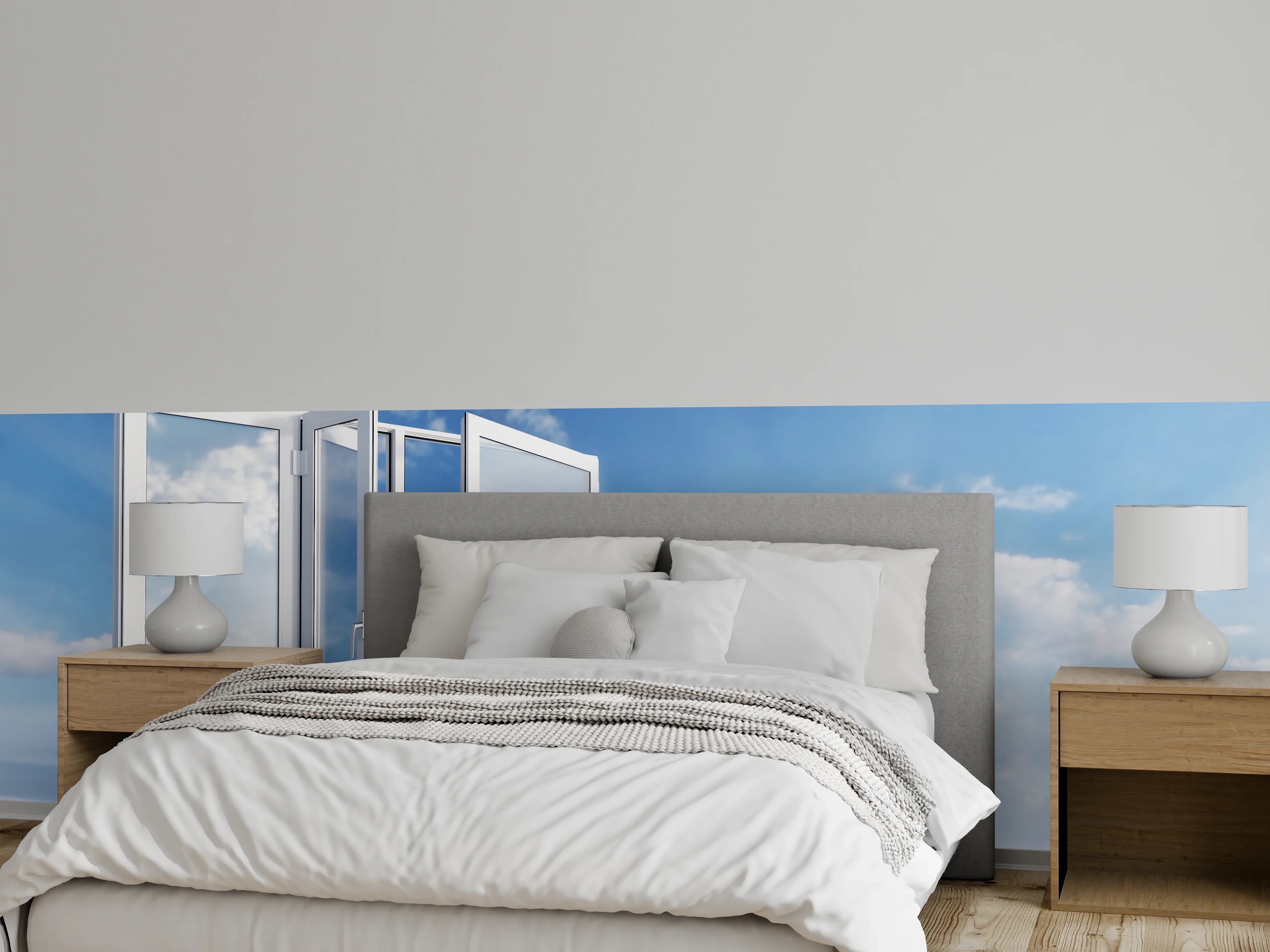 Wandverkleidung Schlafzimmer - Fenster über dem Himmel