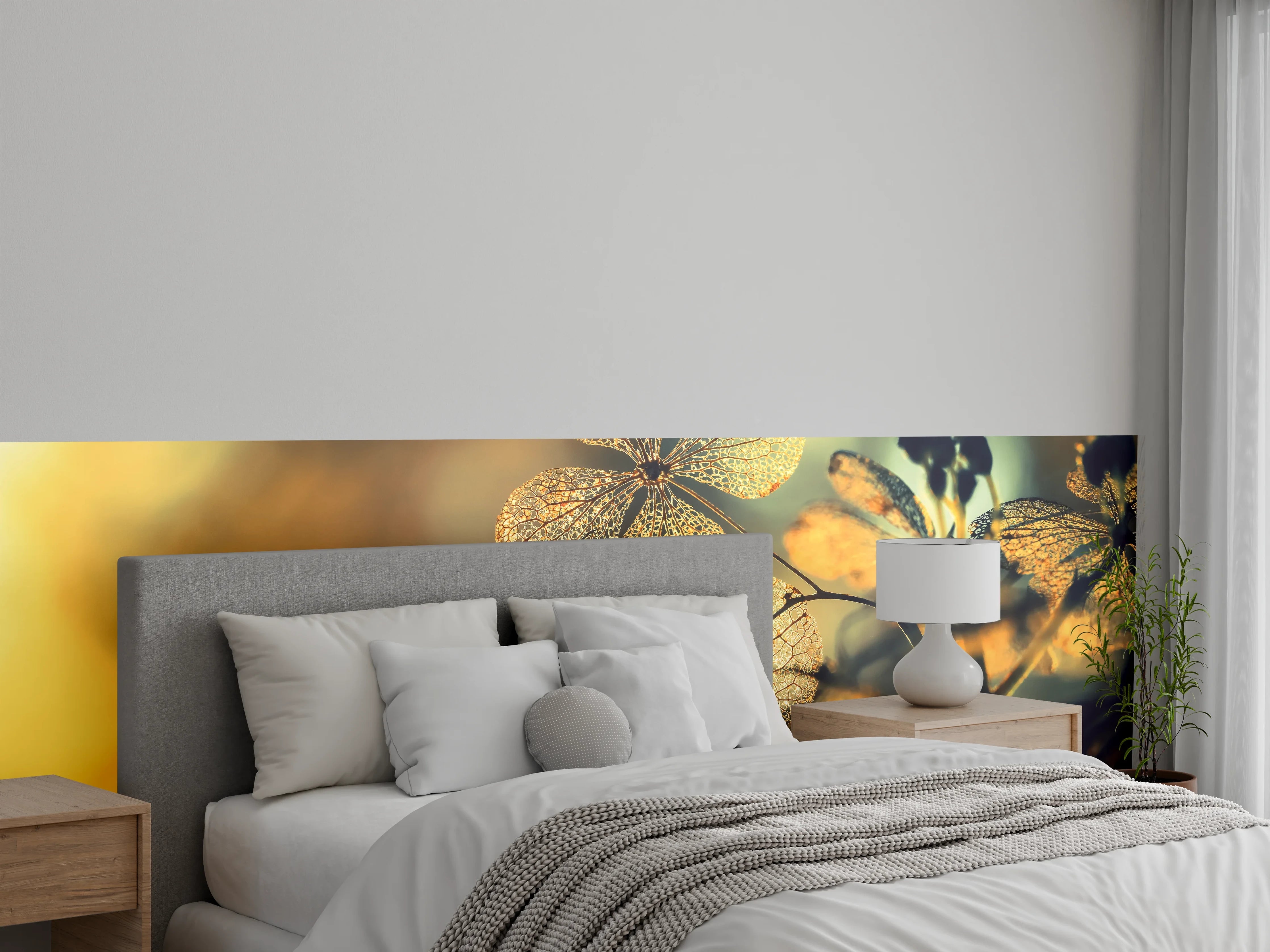 Wandverkleidung Schlafzimmer - Florale Feenflügel – Zarte Trockenblüte