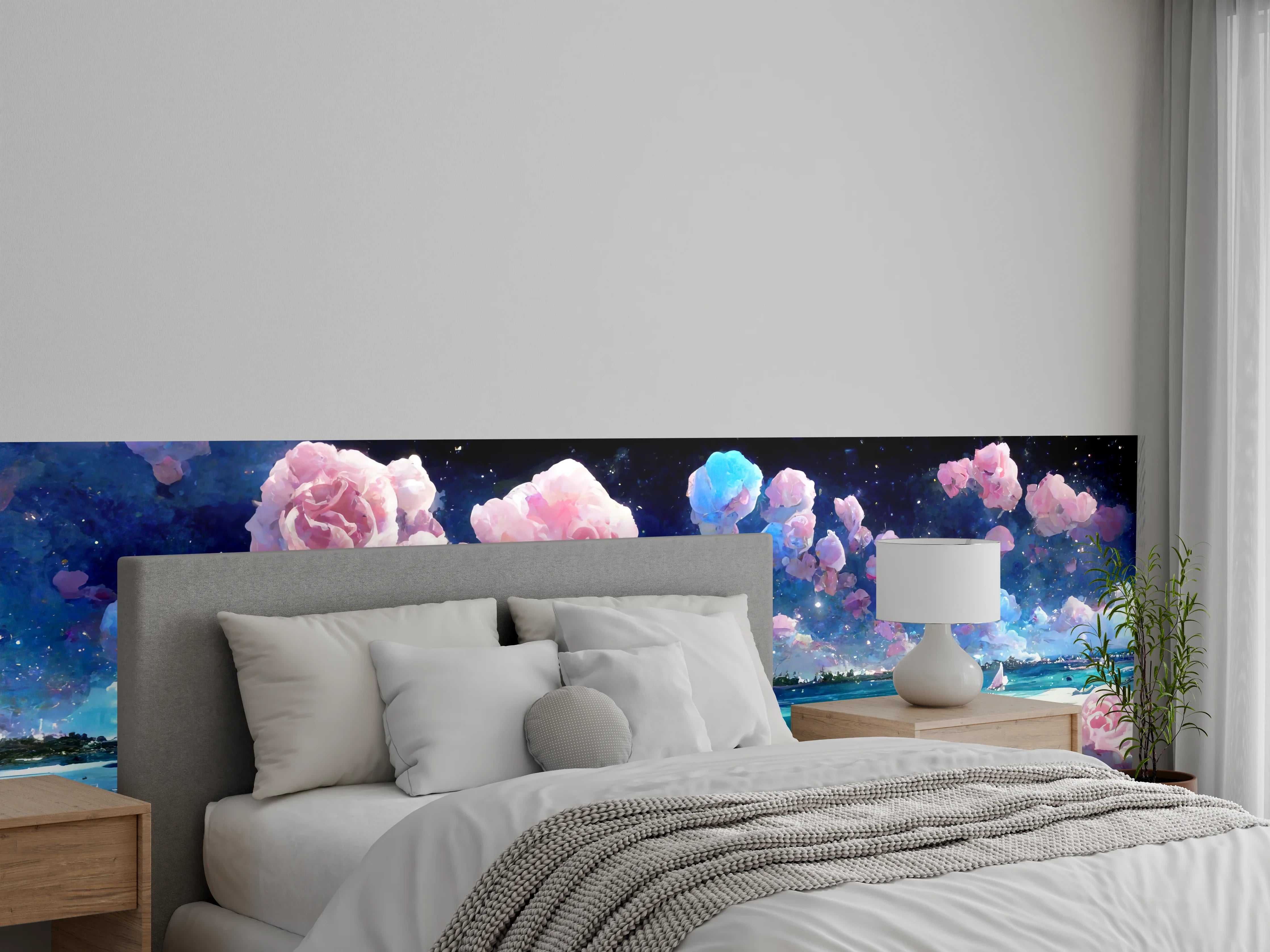 Wandverkleidung Schlafzimmer - Florale Traumwelt - Ozean