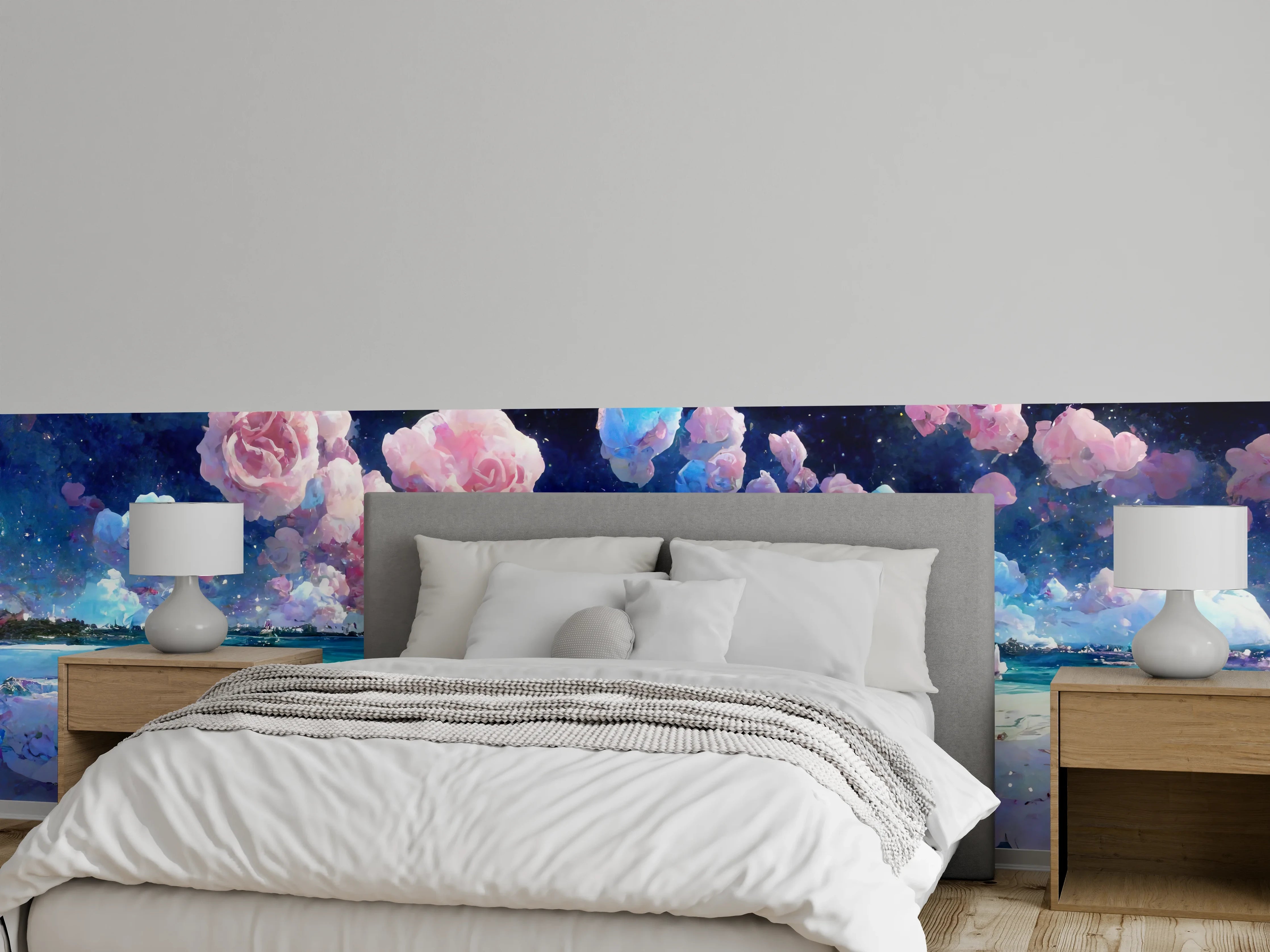 Wandverkleidung Schlafzimmer - Florale Traumwelt - Ozean