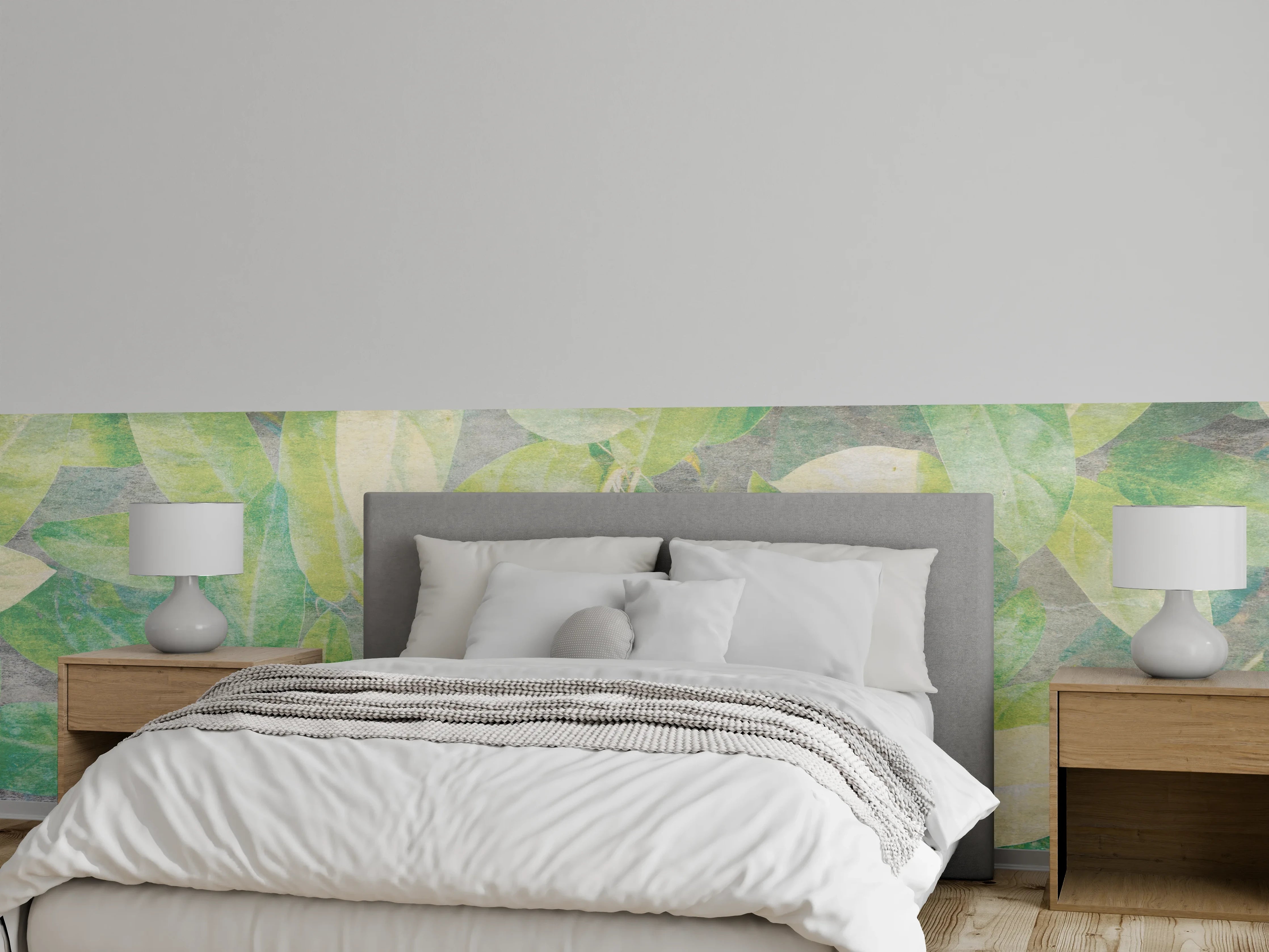 Wandverkleidung Schlafzimmer - Florale Wand - Gräulich