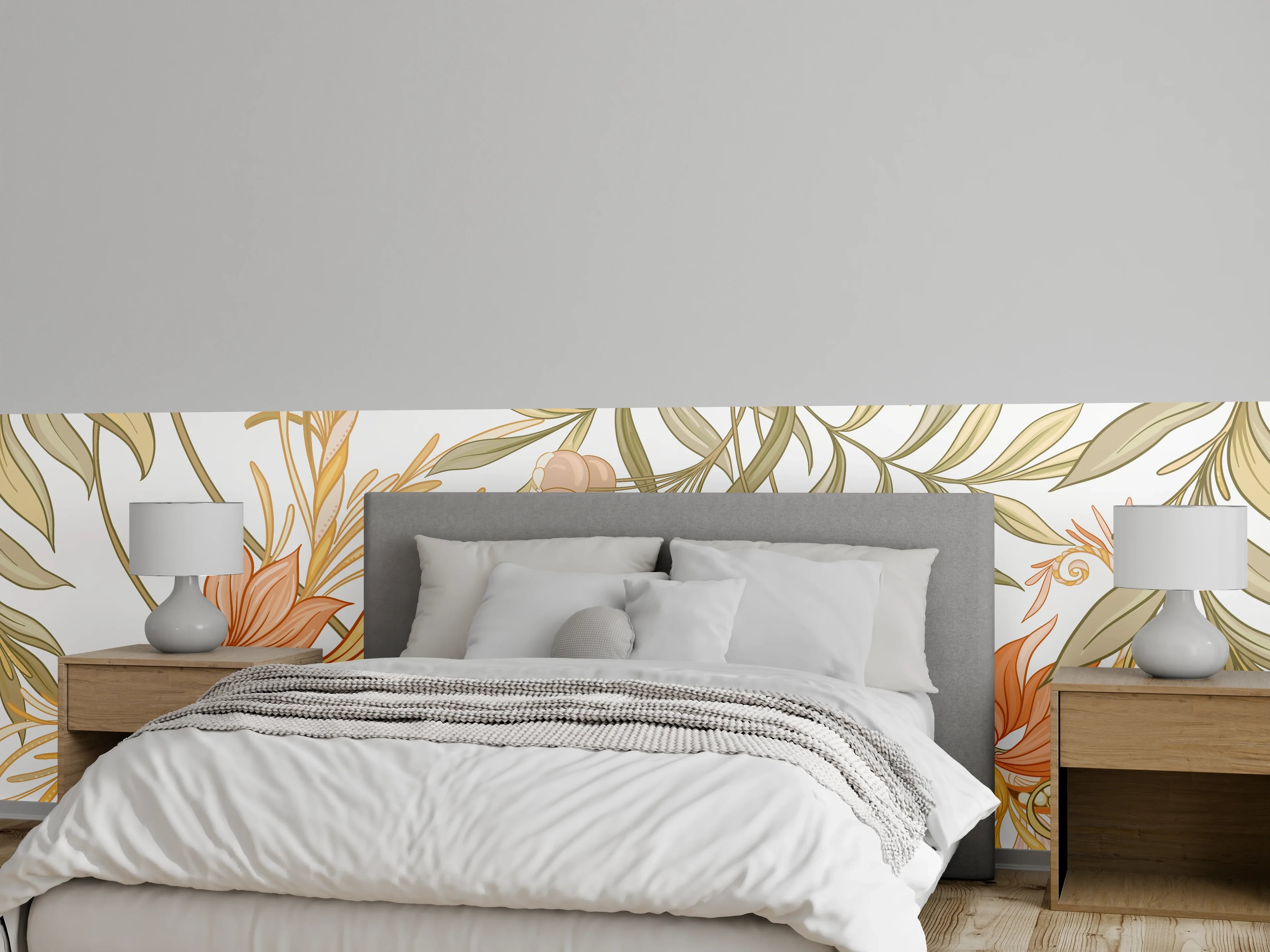 Wandverkleidung Schlafzimmer - Florales Aquarell Vintage Muster