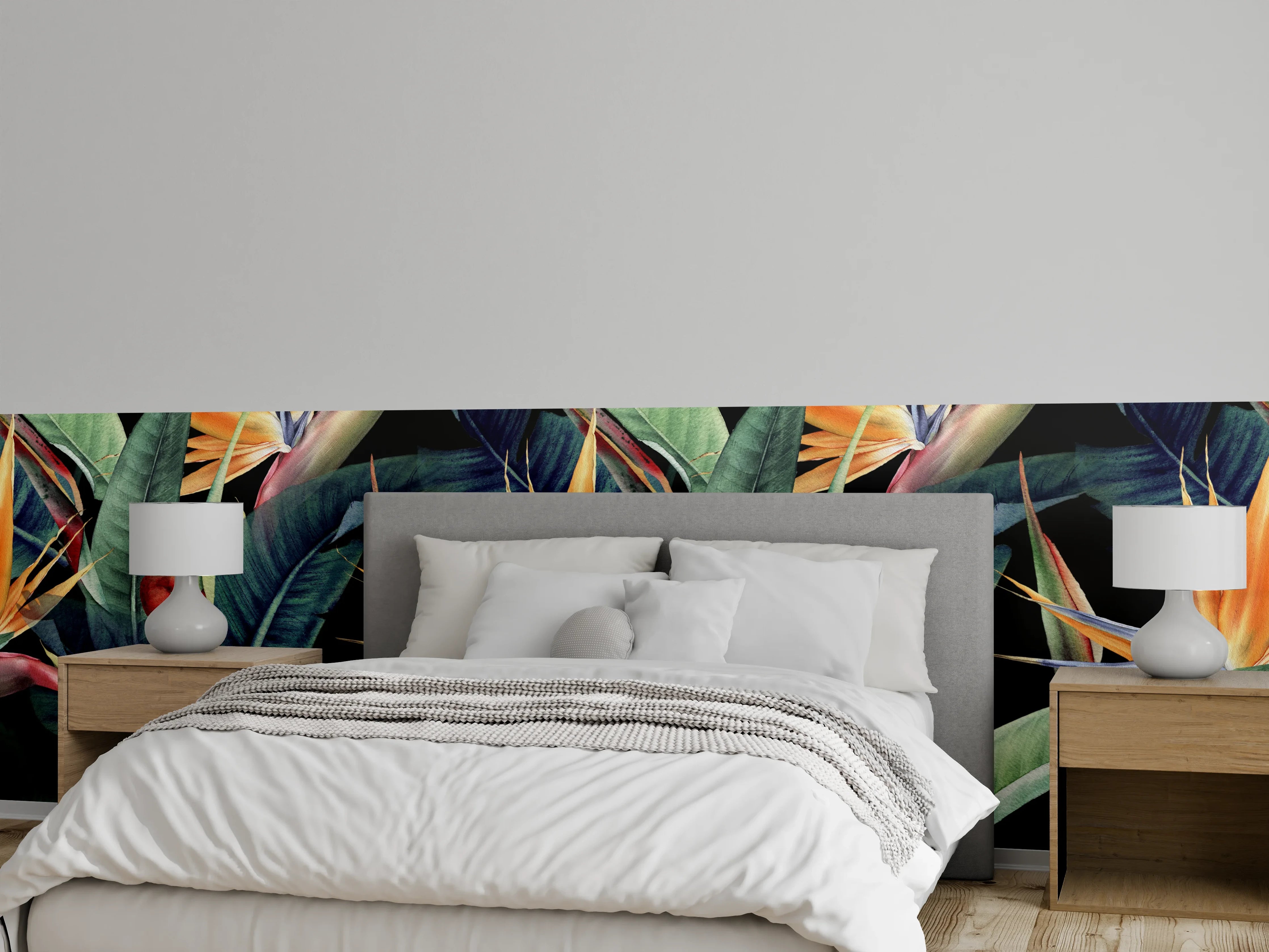 Wandverkleidung Schlafzimmer - Florales Blätter Muster