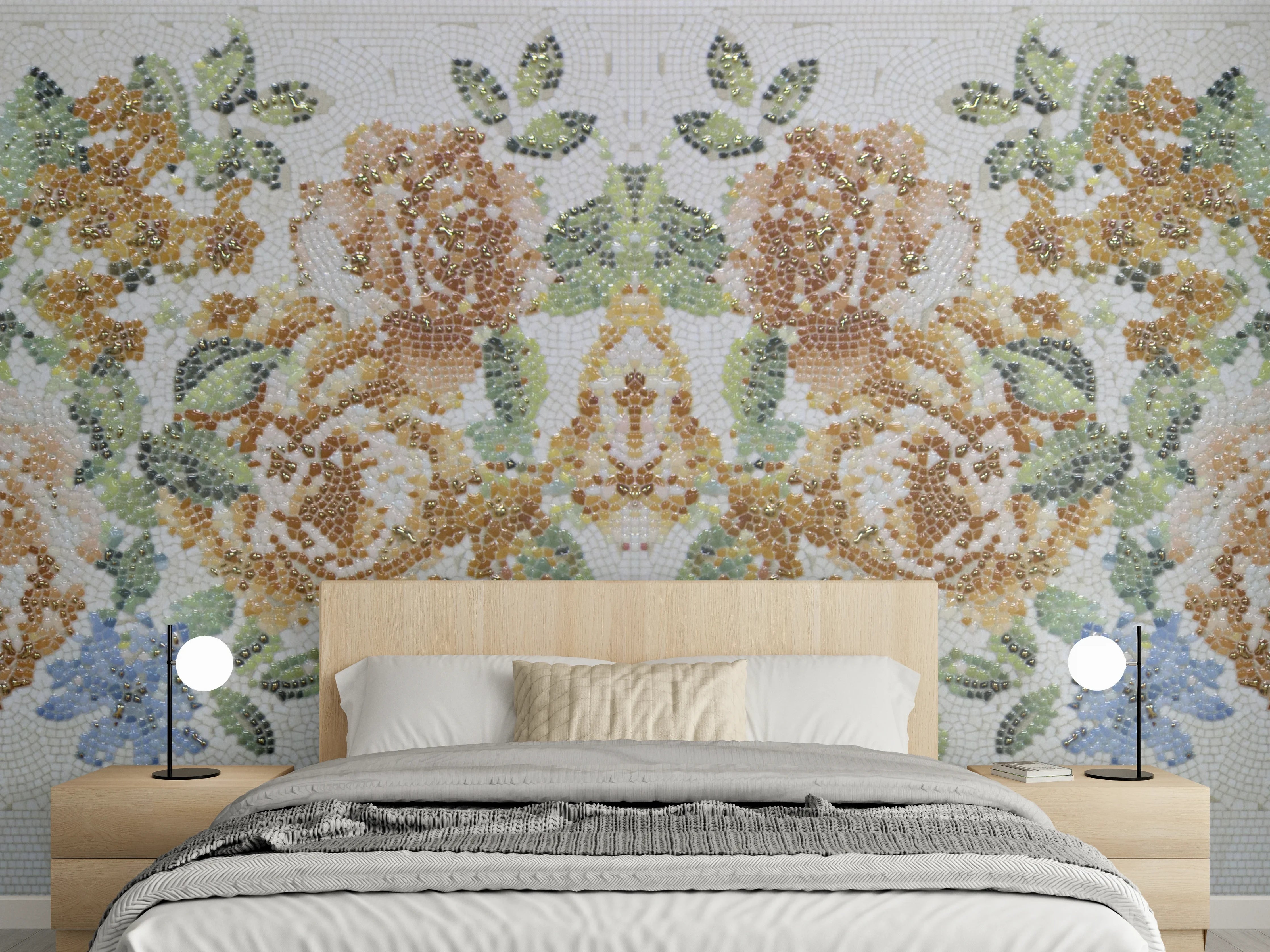 Wandverkleidung Schlafzimmer - Florales Muster Design Textur