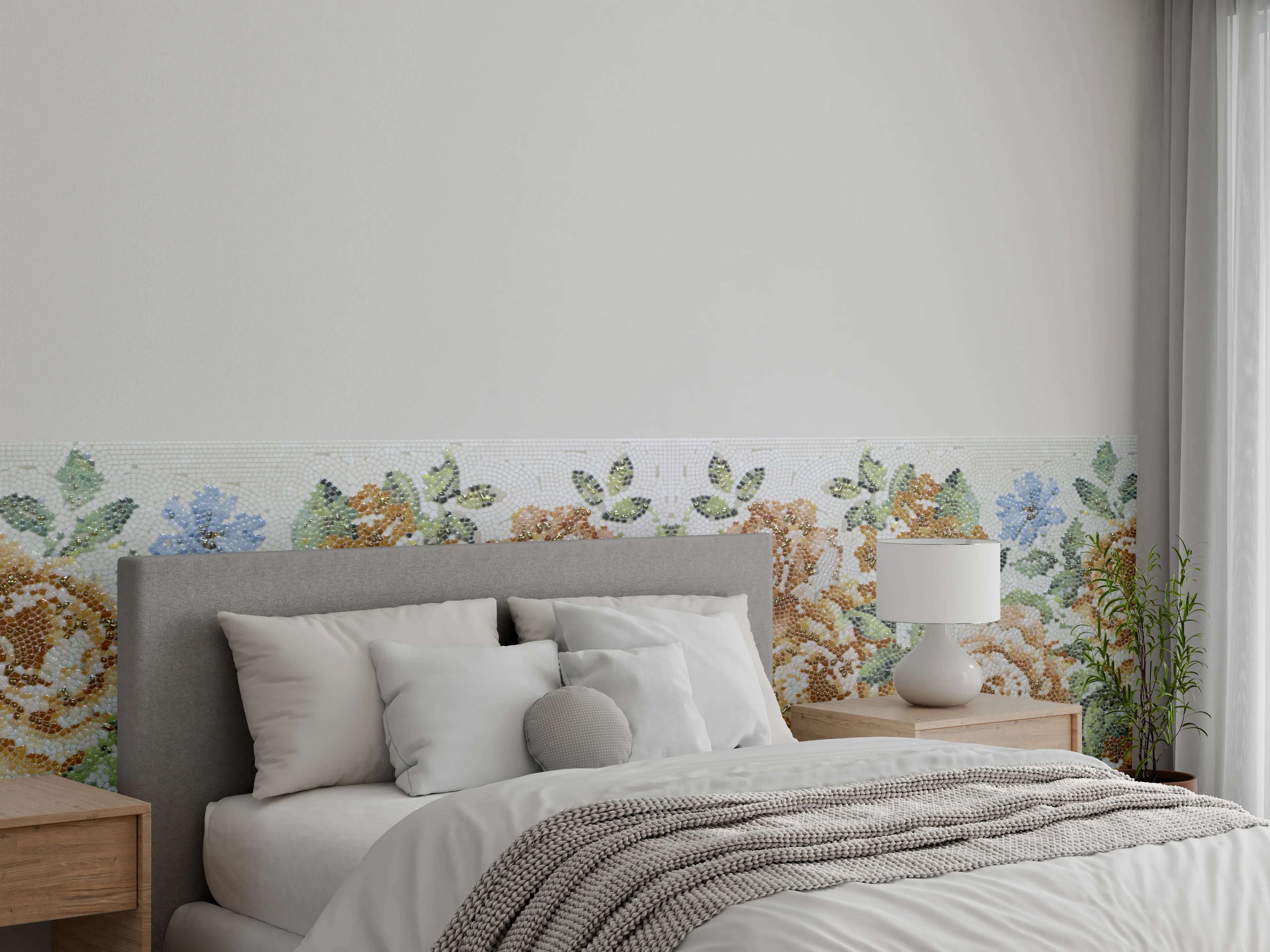Wandverkleidung Schlafzimmer - Florales Muster Design Textur