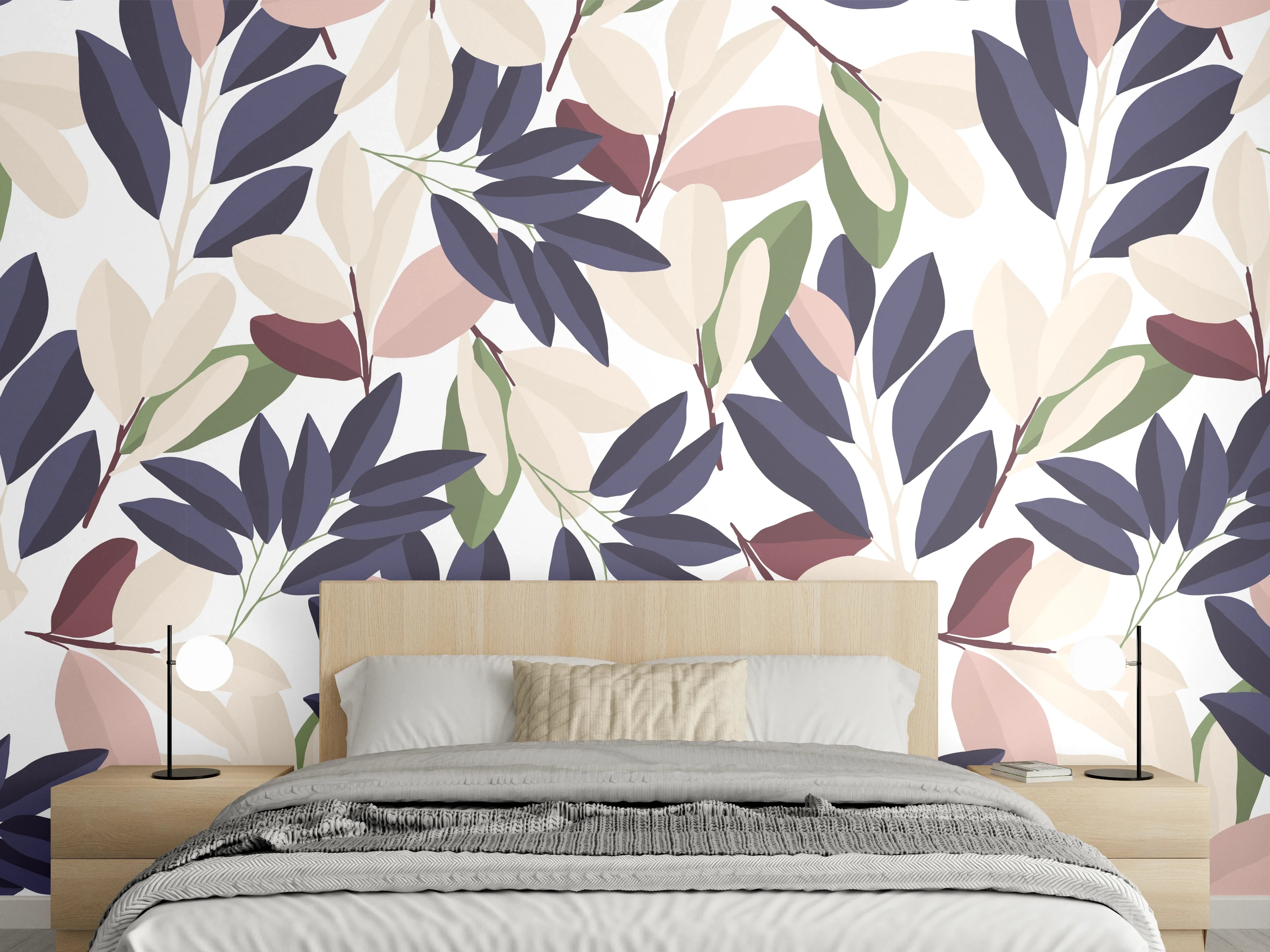 Wandverkleidung Schlafzimmer - Florales Muster Pastellfarben
