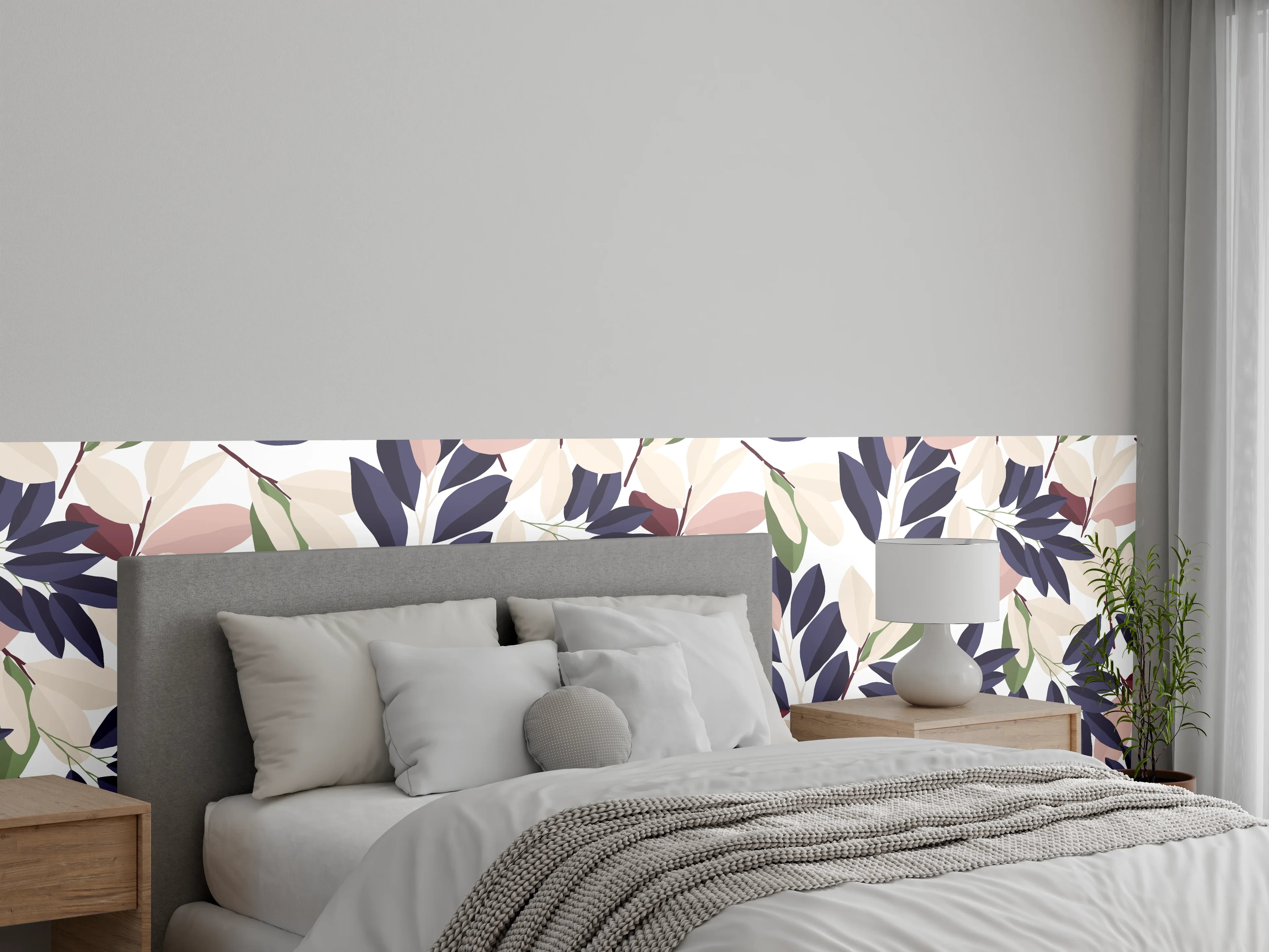 Wandverkleidung Schlafzimmer - Florales Muster Pastellfarben