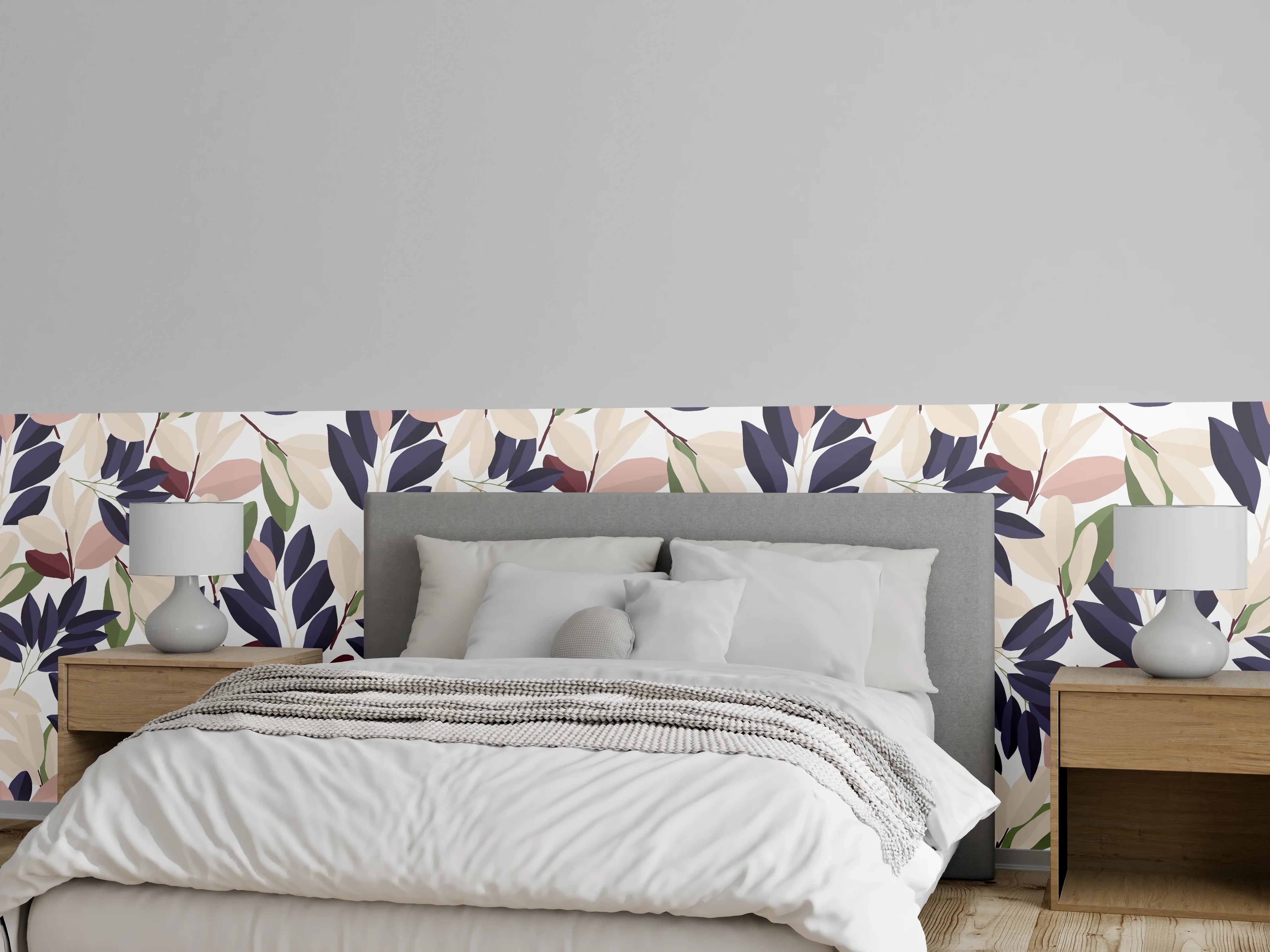 Wandverkleidung Schlafzimmer - Florales Muster Pastellfarben
