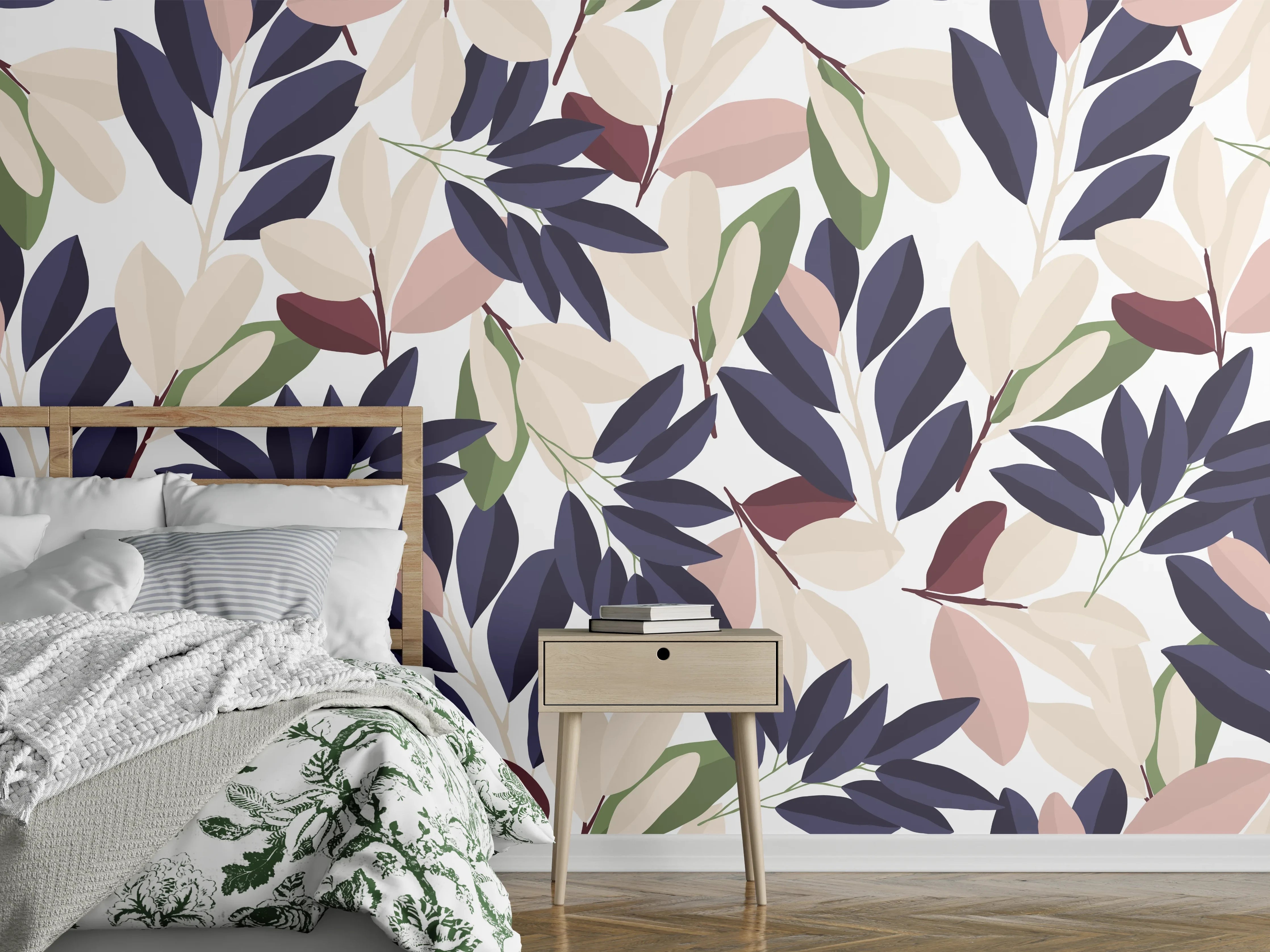 Wandverkleidung Schlafzimmer - Florales Muster Pastellfarben