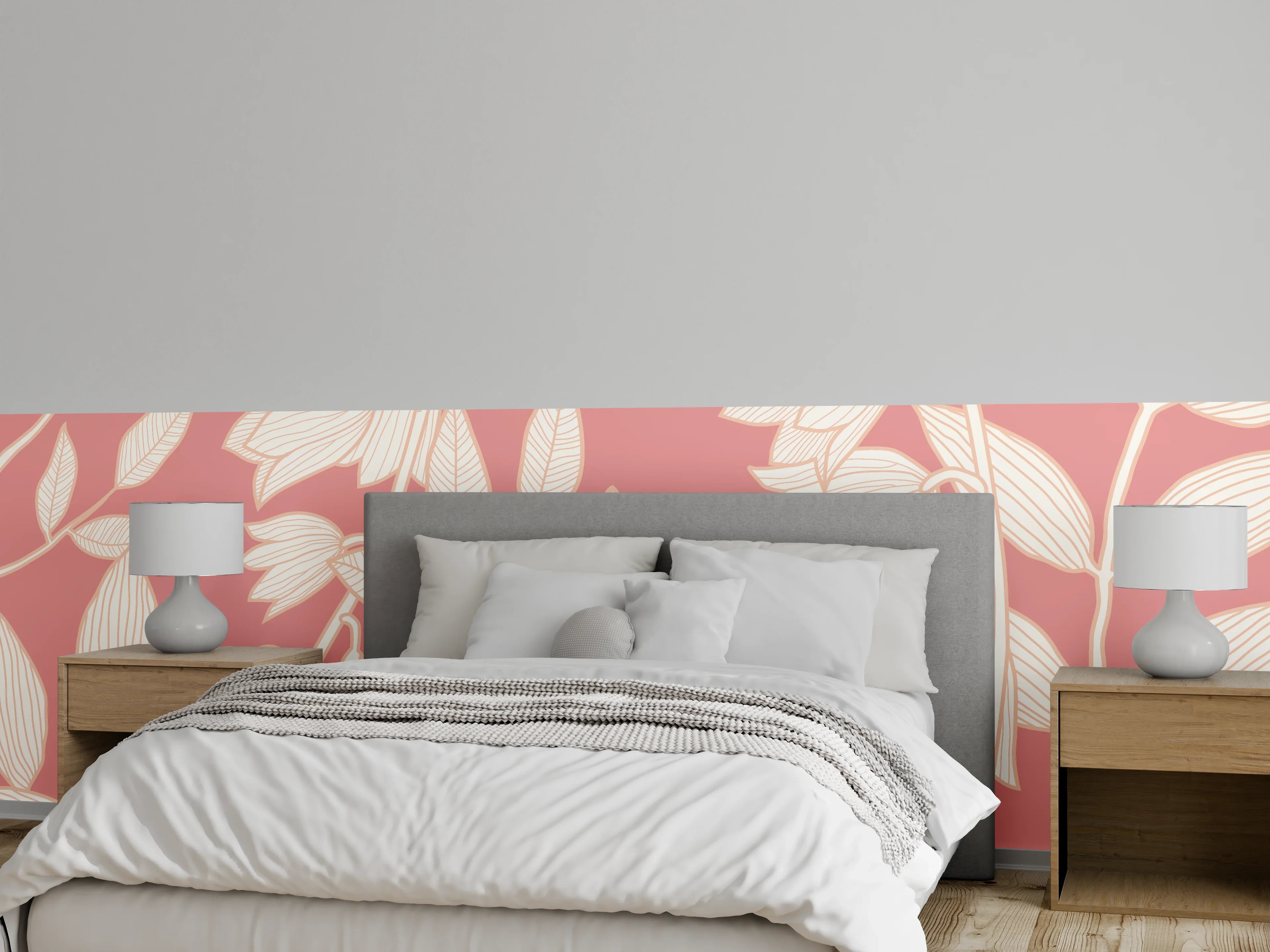 Wandverkleidung Schlafzimmer - Florales Wanddekor in Puderrosa