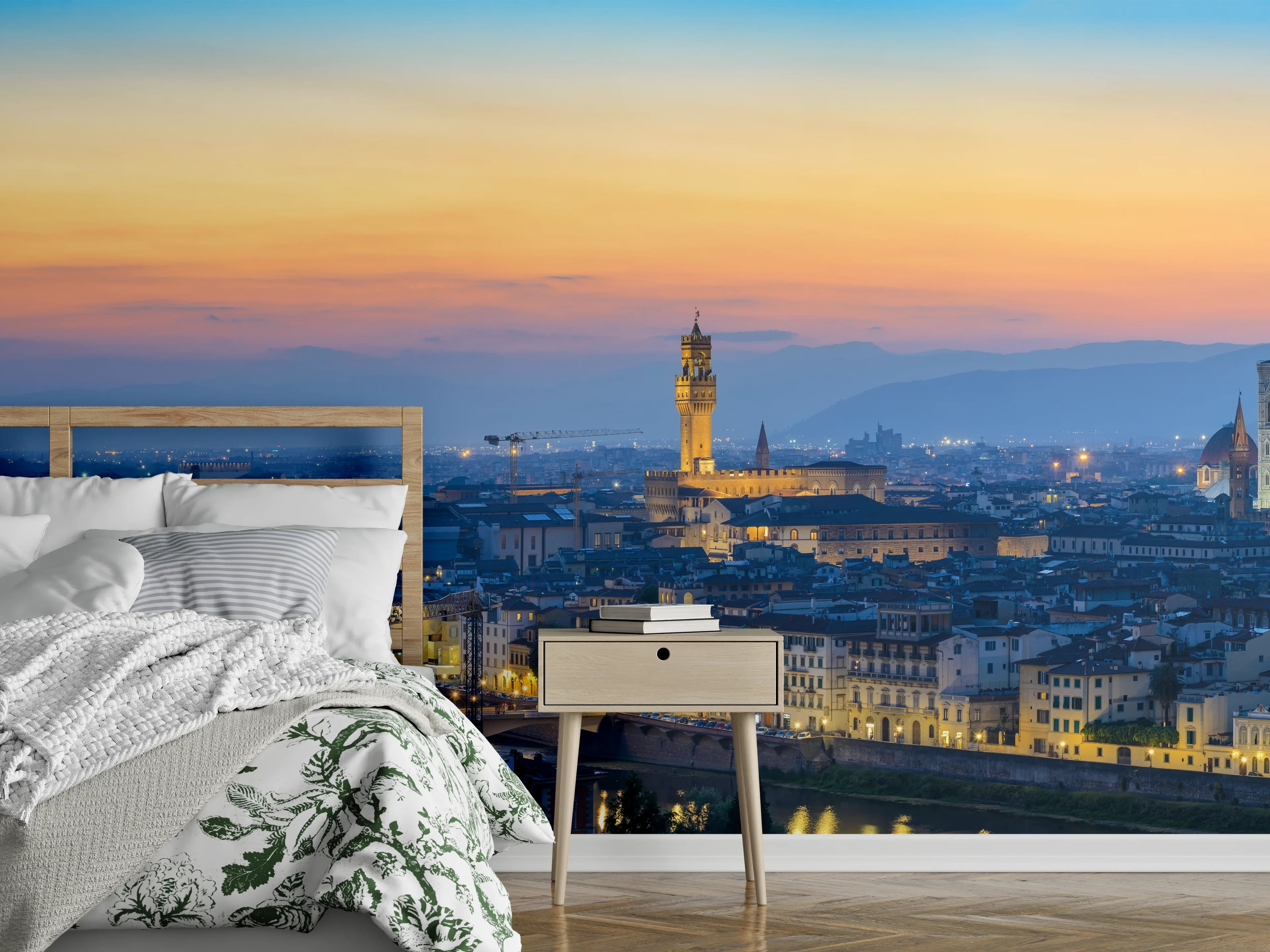 Wandverkleidung Schlafzimmer - Florenz Skyline im Sonnenuntergang