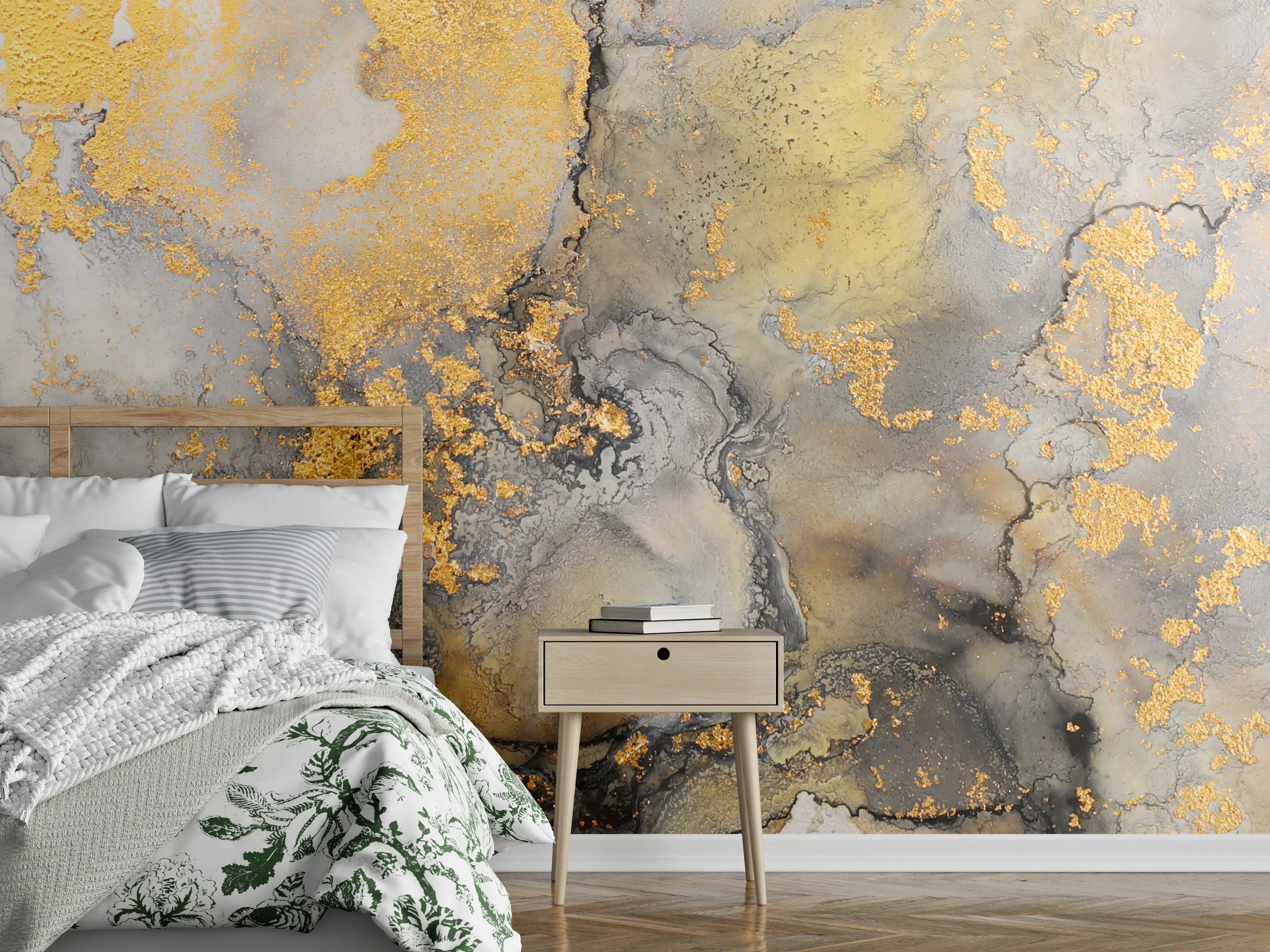 Wandverkleidung Schlafzimmer - Flüssigkunstmalerei mit Alkoholtinte