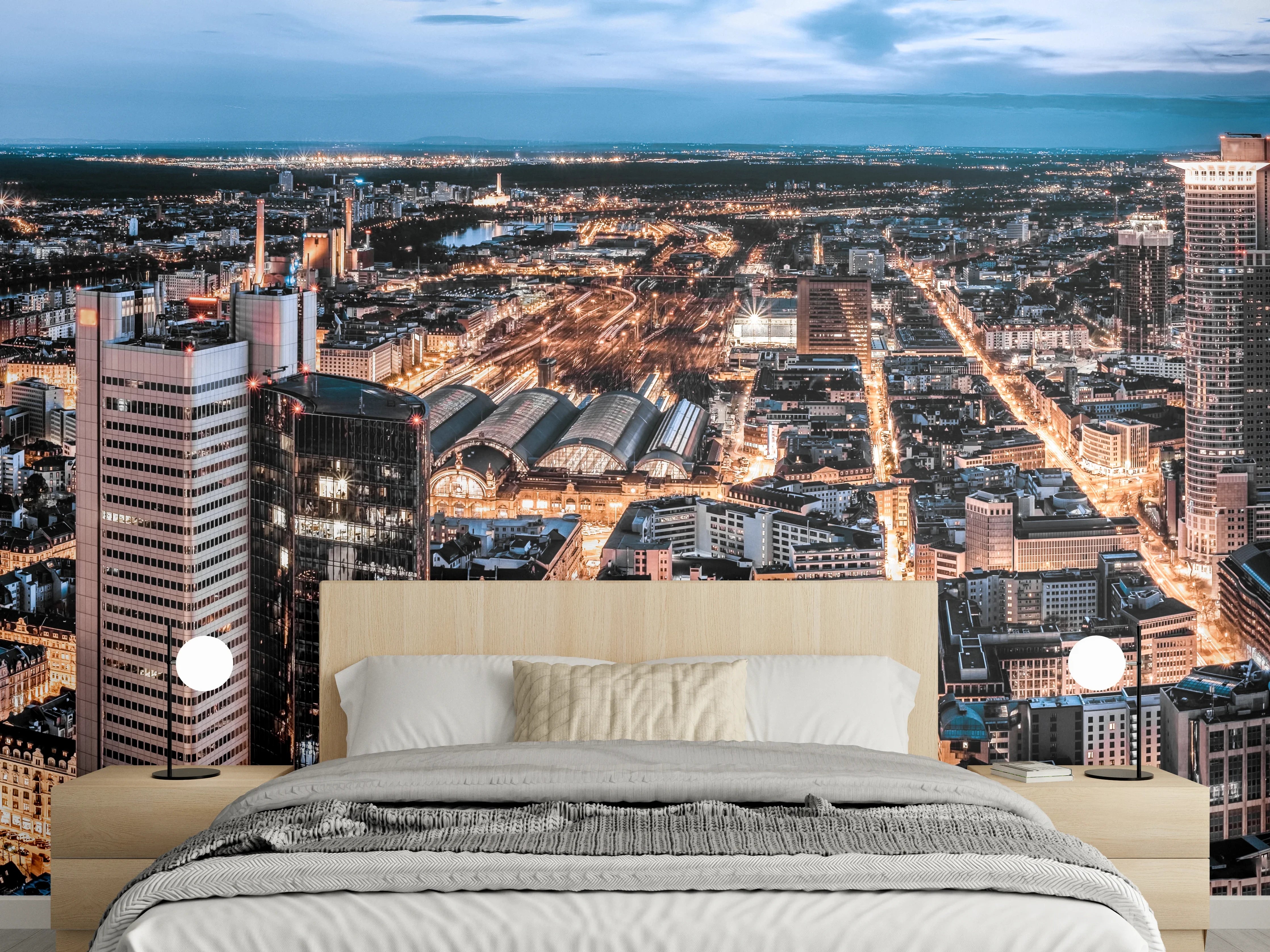 Wandverkleidung Schlafzimmer - Frankfurt 180-Grad-Panorama