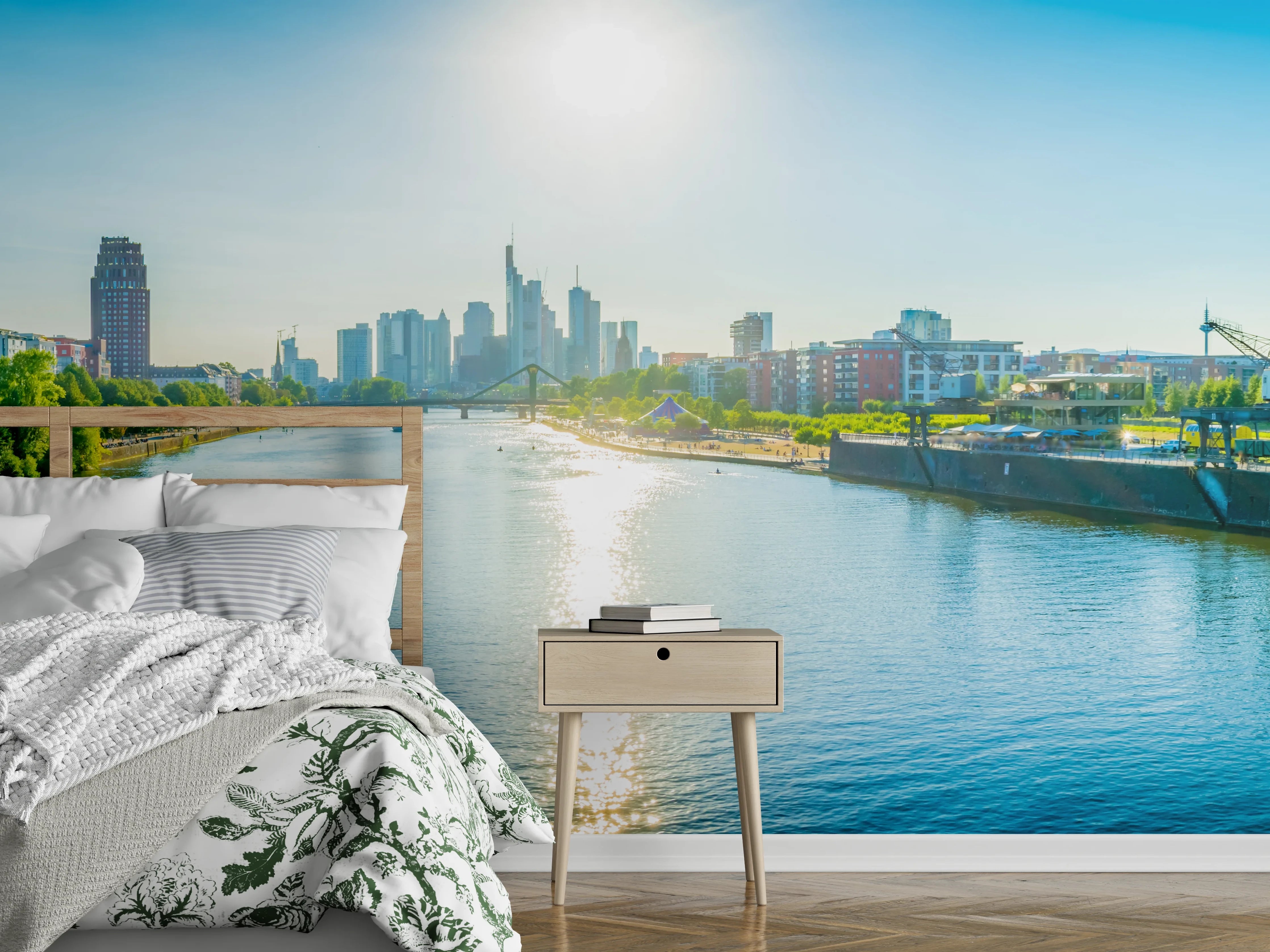 Wandverkleidung Schlafzimmer - Frankfurt EZB bei Tag