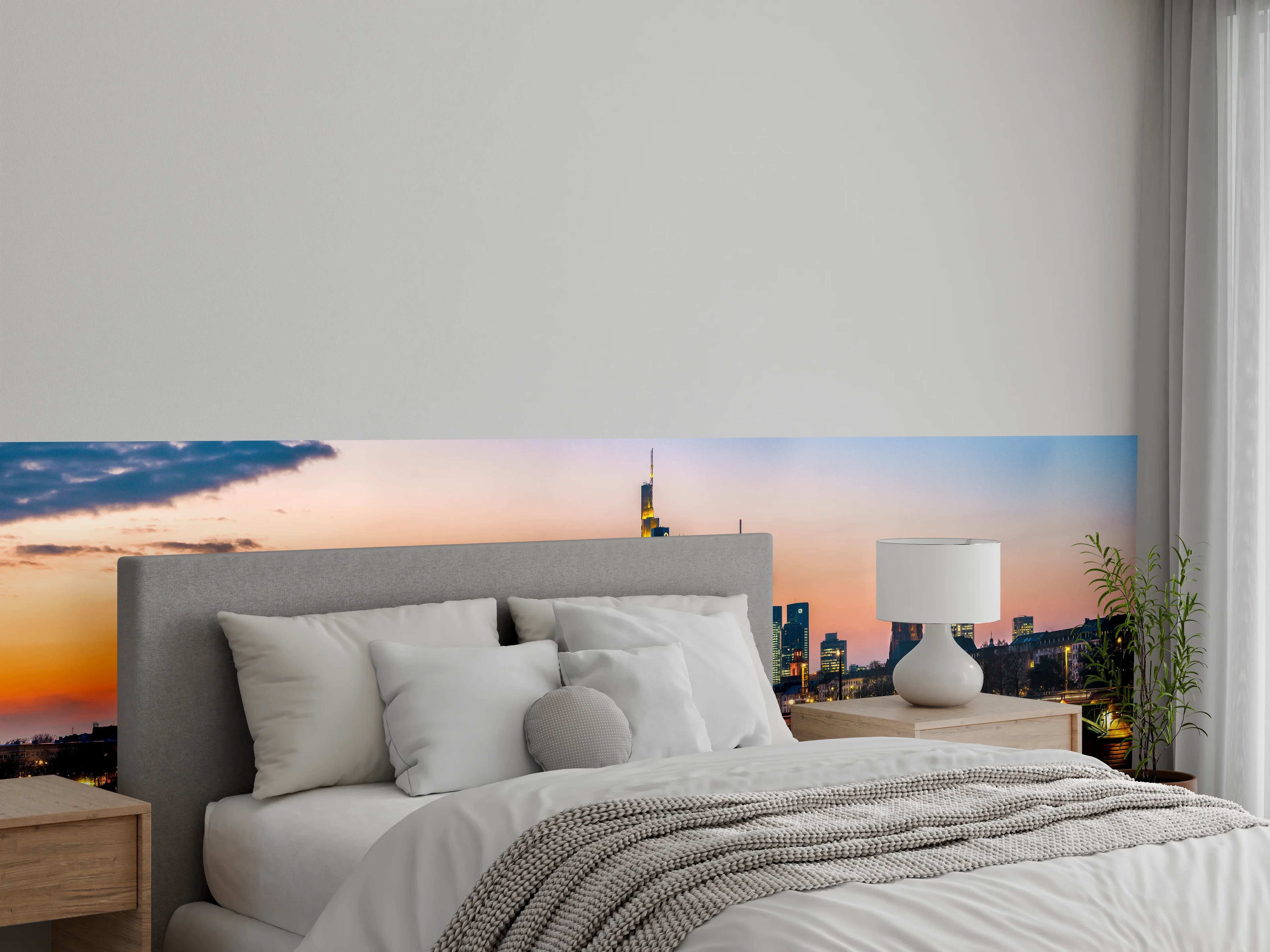 Wandverkleidung Schlafzimmer - Frankfurt Skyline Sonnenuntergang