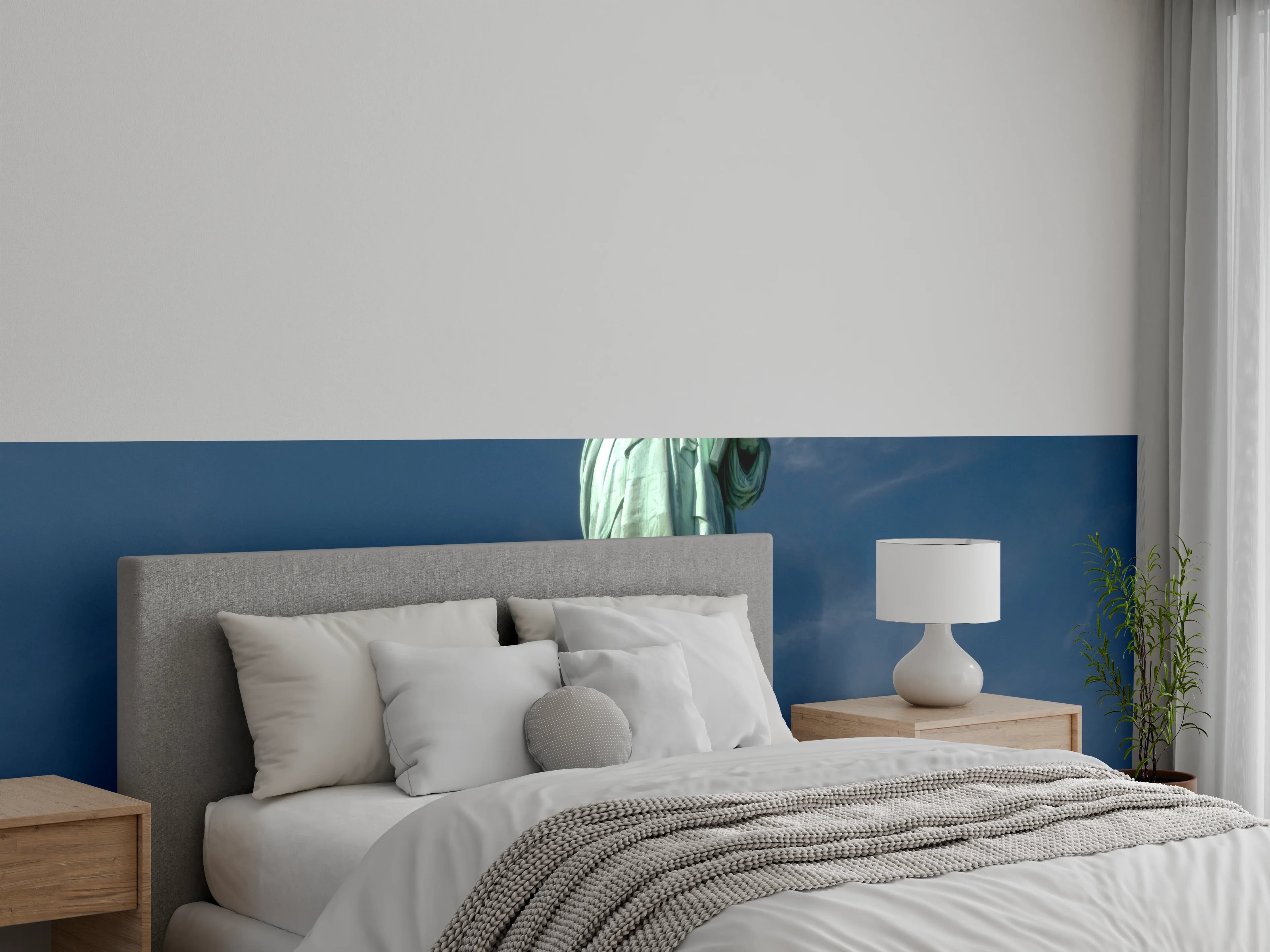 Wandverkleidung Schlafzimmer - Freiheitsstatue vor blauem Himmel