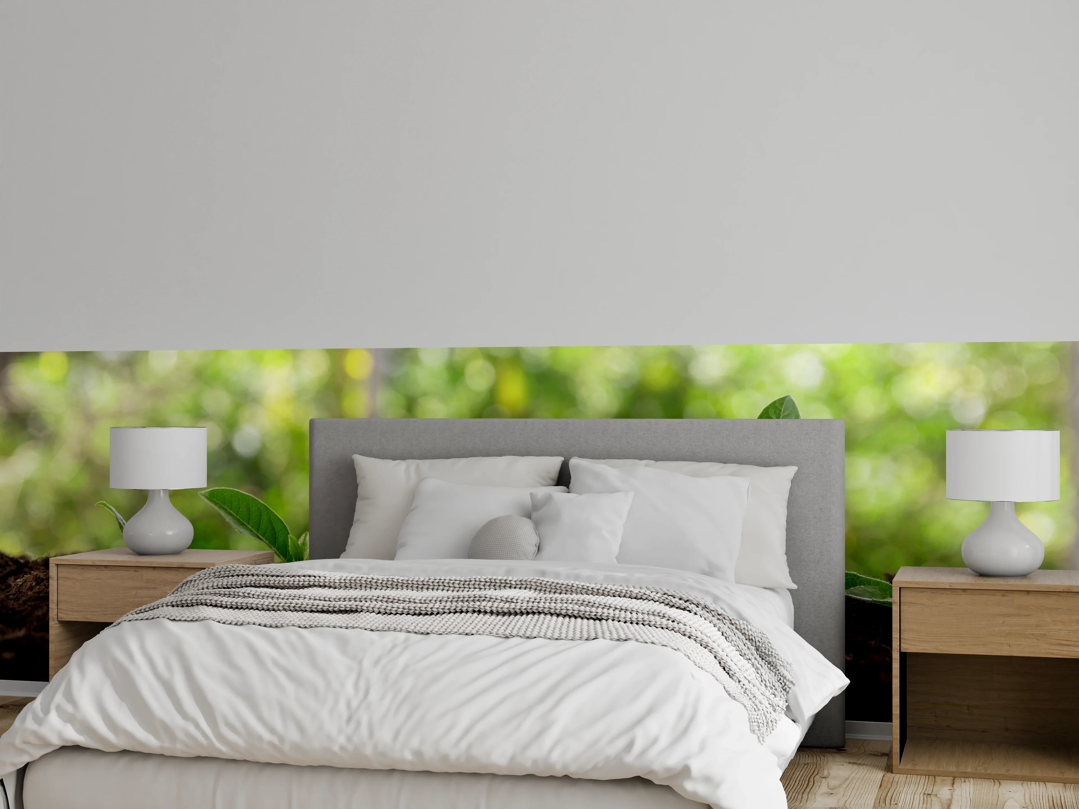 Wandverkleidung Schlafzimmer - Frische Keimlinge auf nährreichem Boden