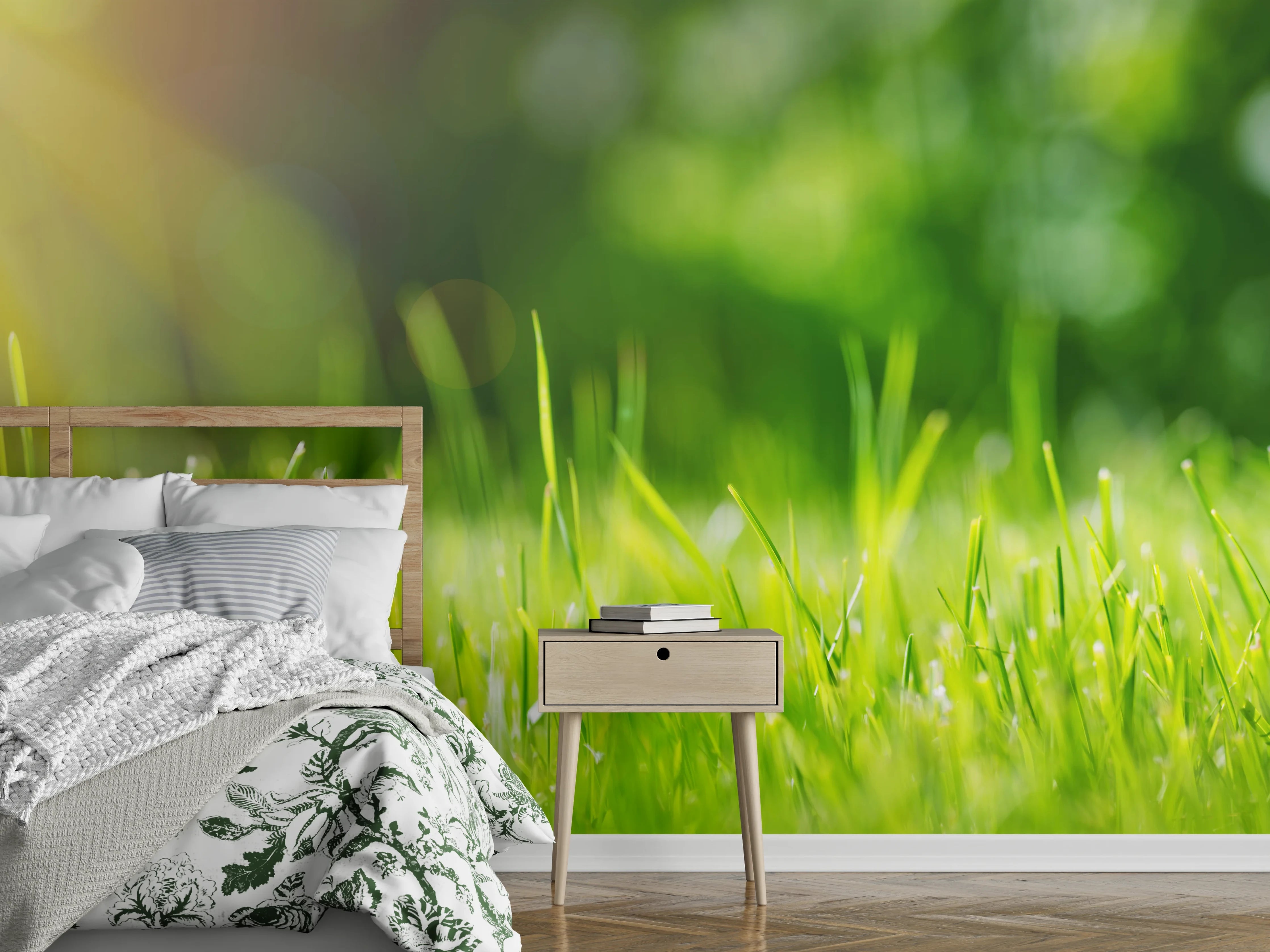 Wandverkleidung Schlafzimmer - Frisches grünes Gras