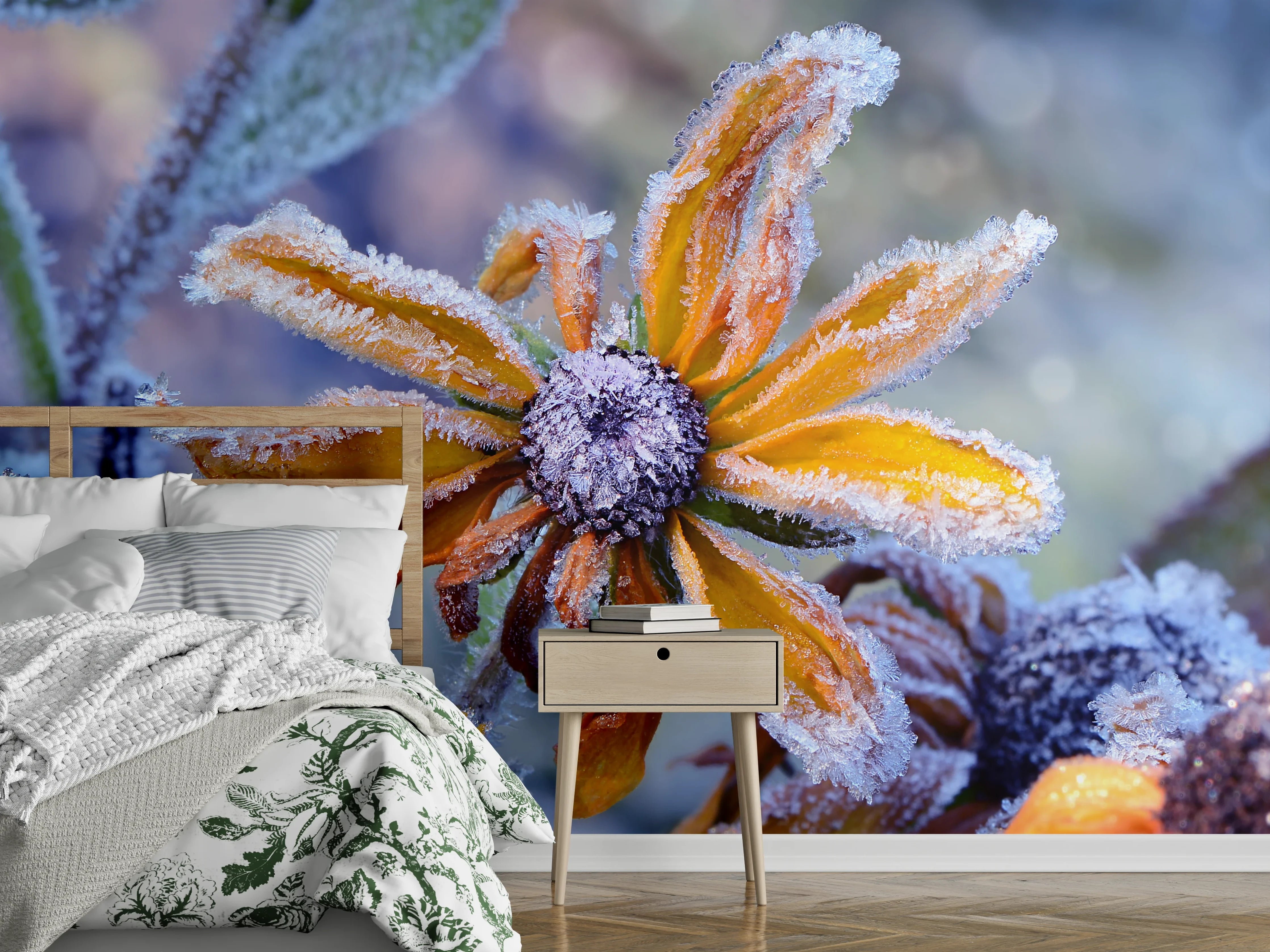 Wandverkleidung Schlafzimmer - Frostige Blütenpracht Naturfoto