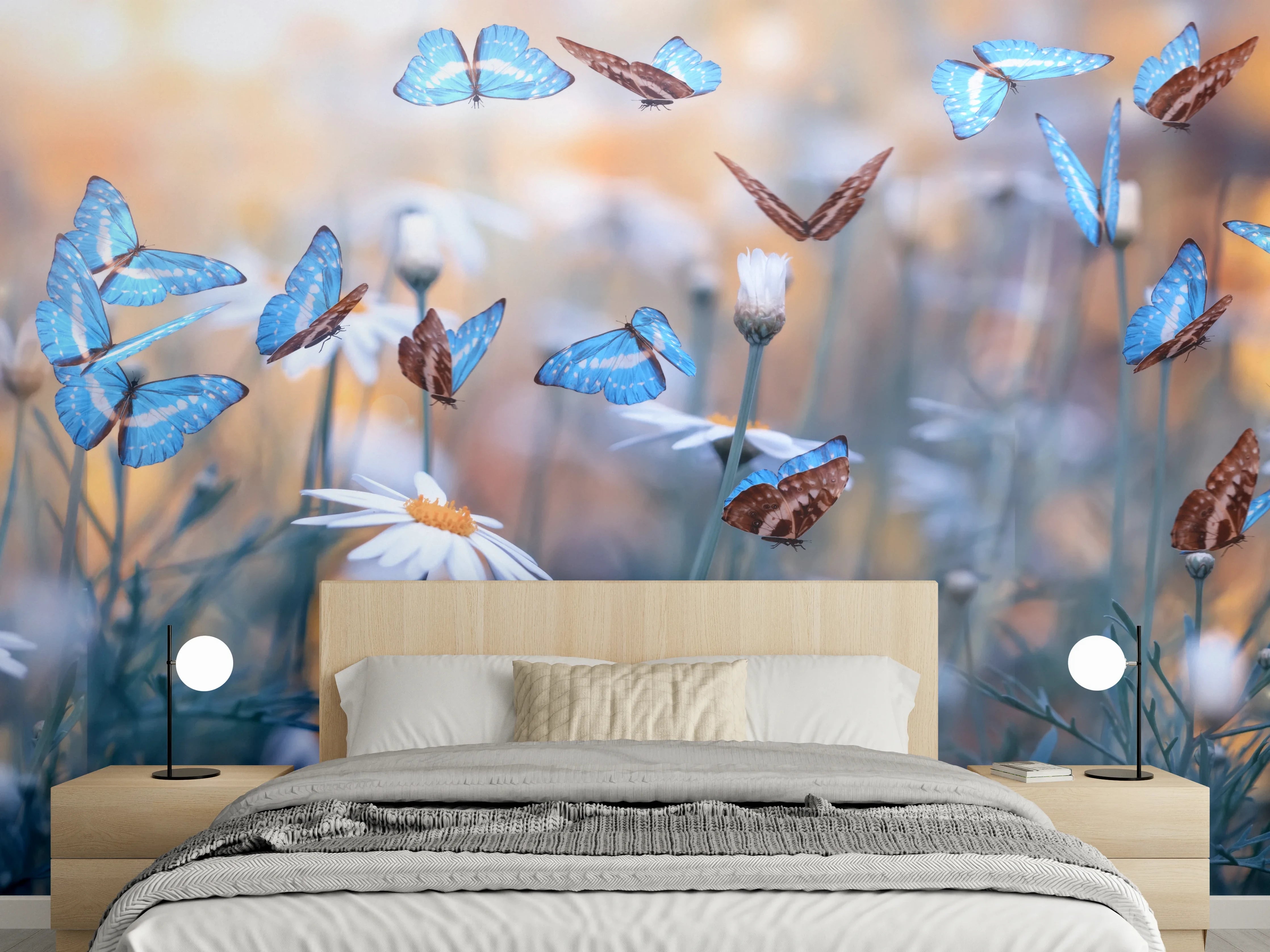 Wandverkleidung Schlafzimmer - Frühling Naturlandschaft mit wilden Blumen