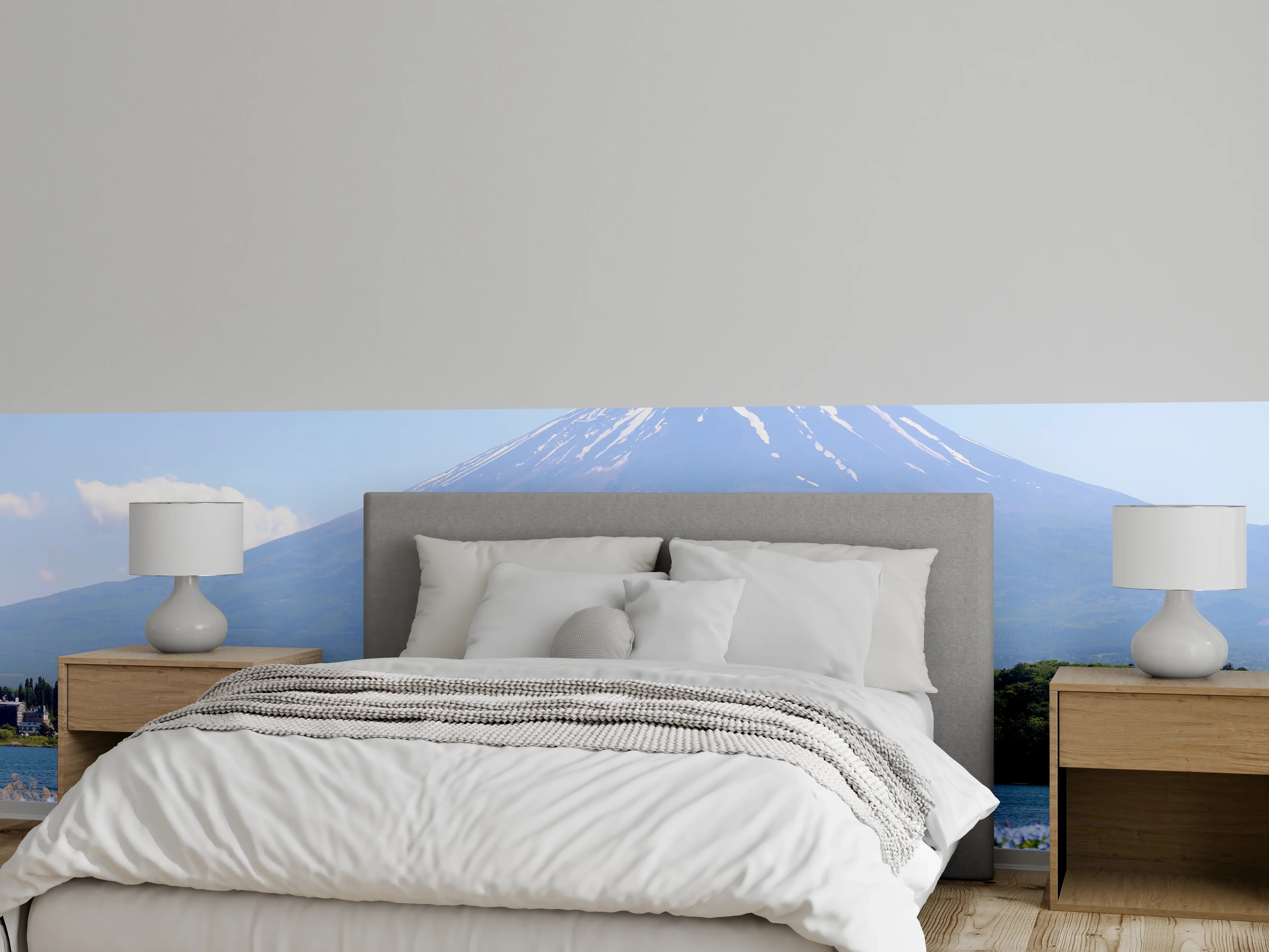 Wandverkleidung Schlafzimmer - Frühling am Fuji: Blütenpracht & See