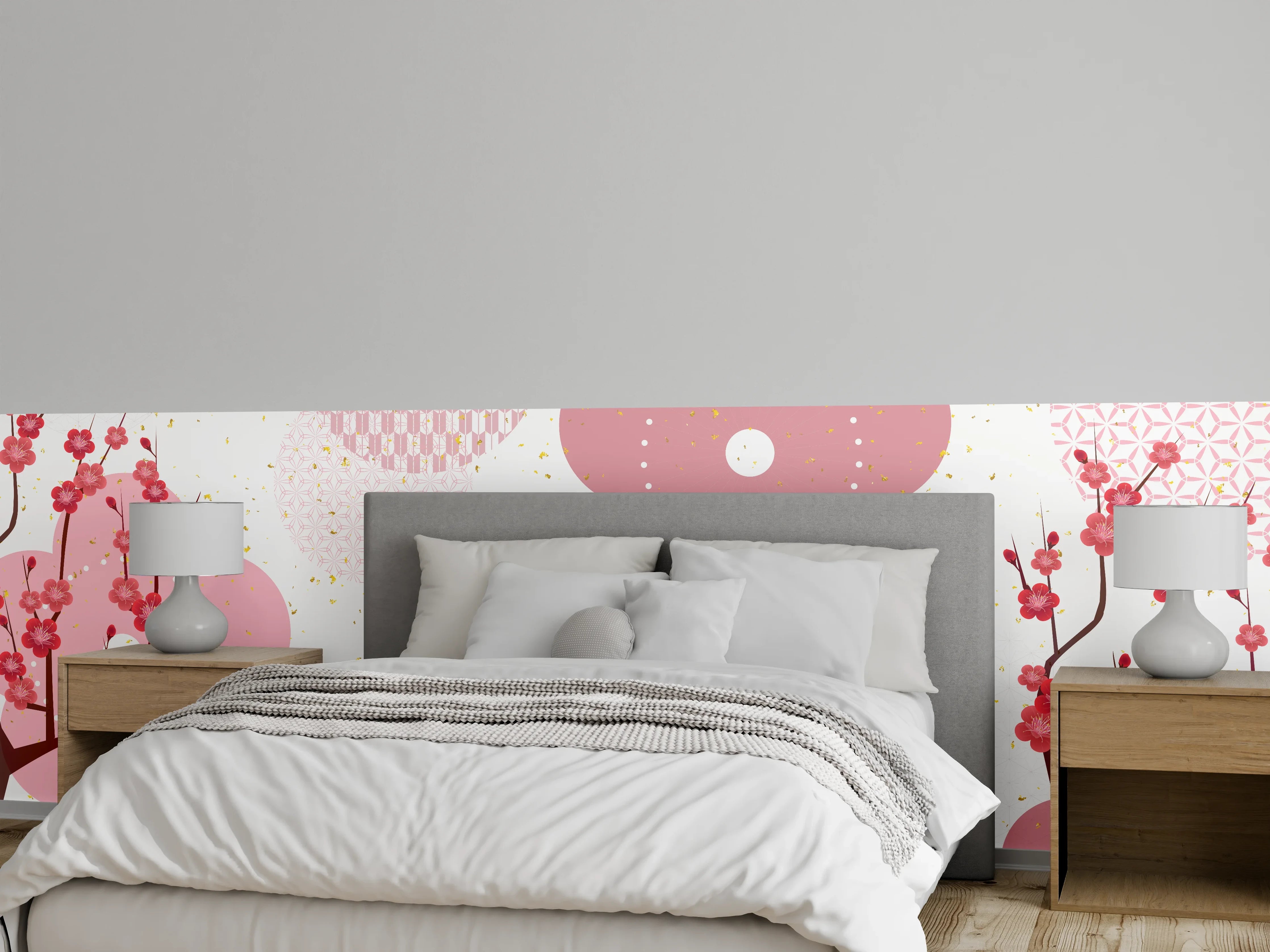 Wandverkleidung Schlafzimmer - Frühlingshaftes Kirschblüten-Design