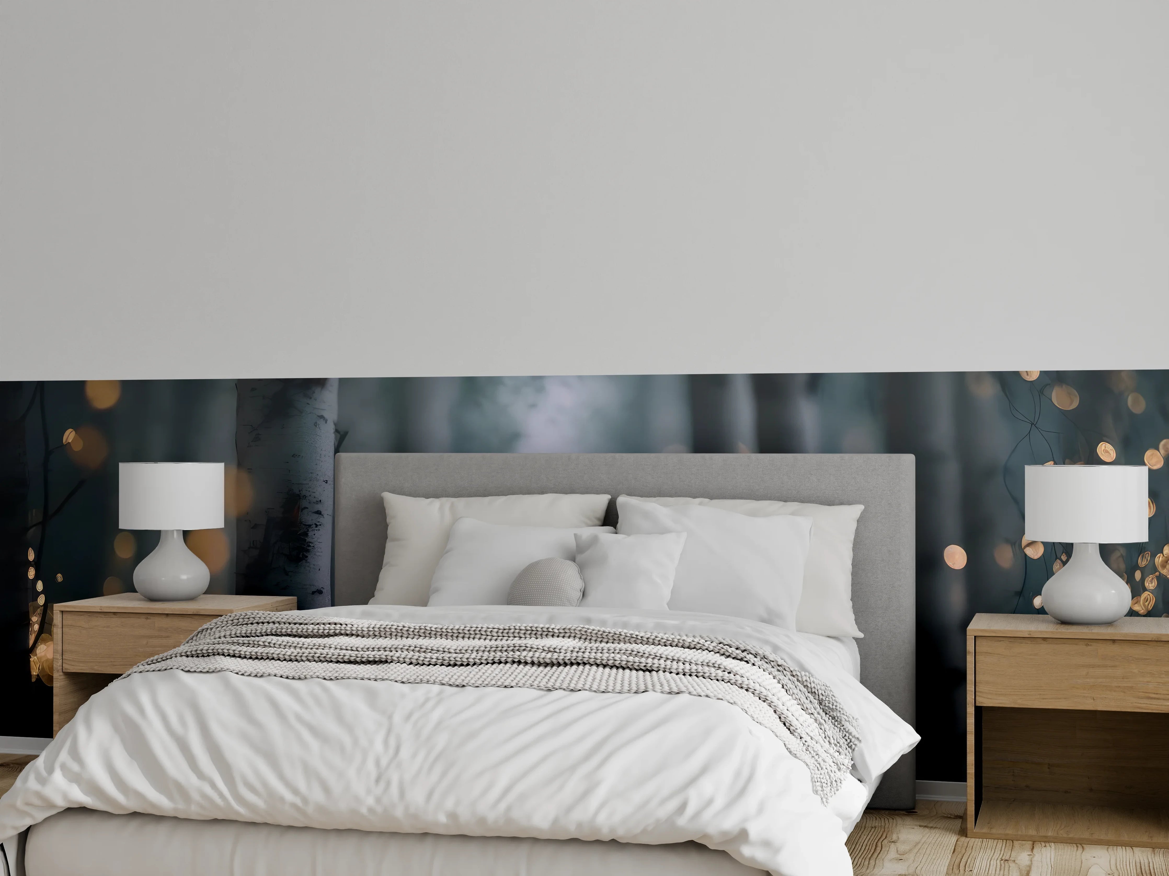 Wandverkleidung Schlafzimmer - Funkelnder Birkenwald