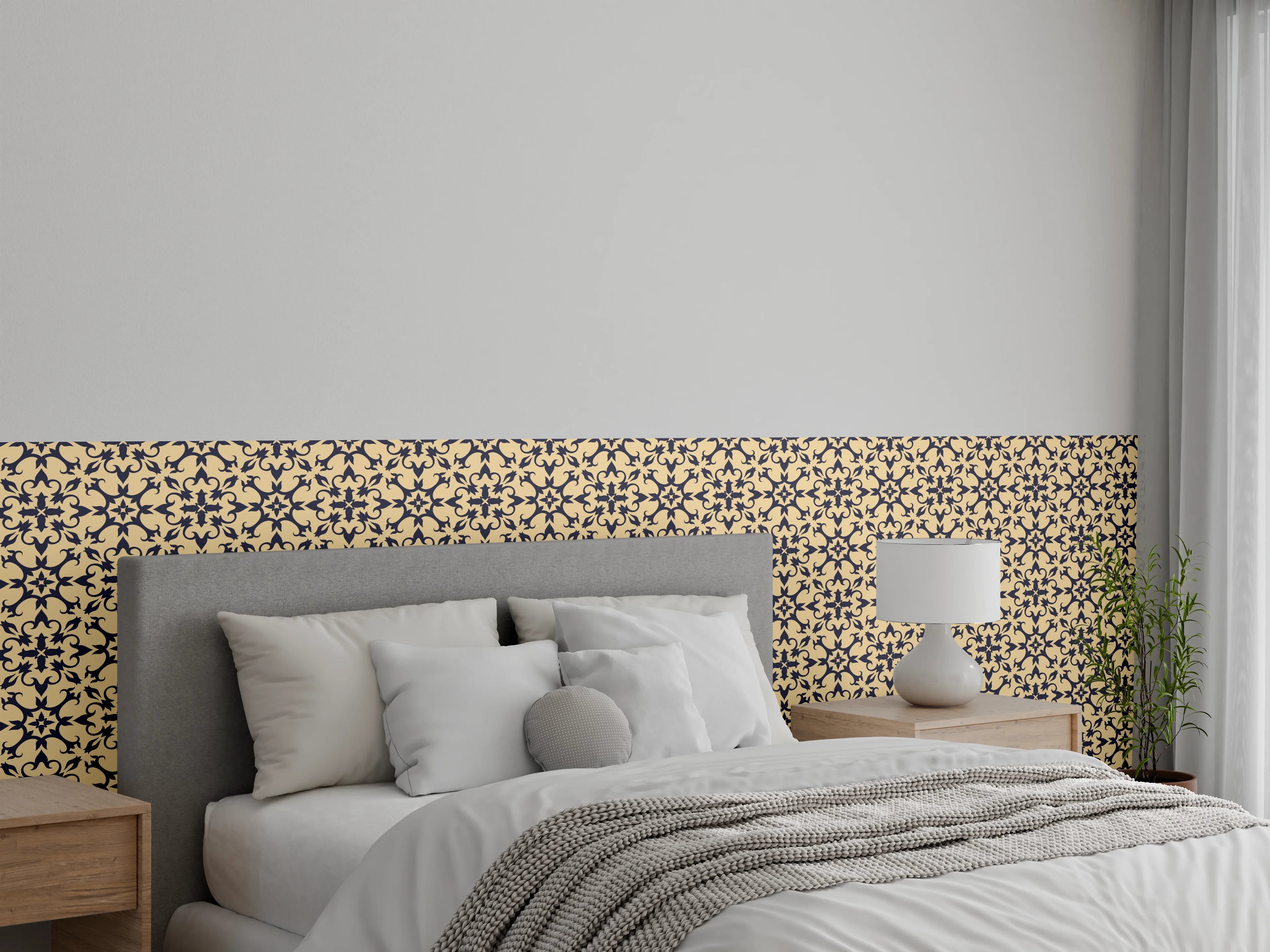 Wandverkleidung Schlafzimmer - Gelb-Schwarz Grafik Design