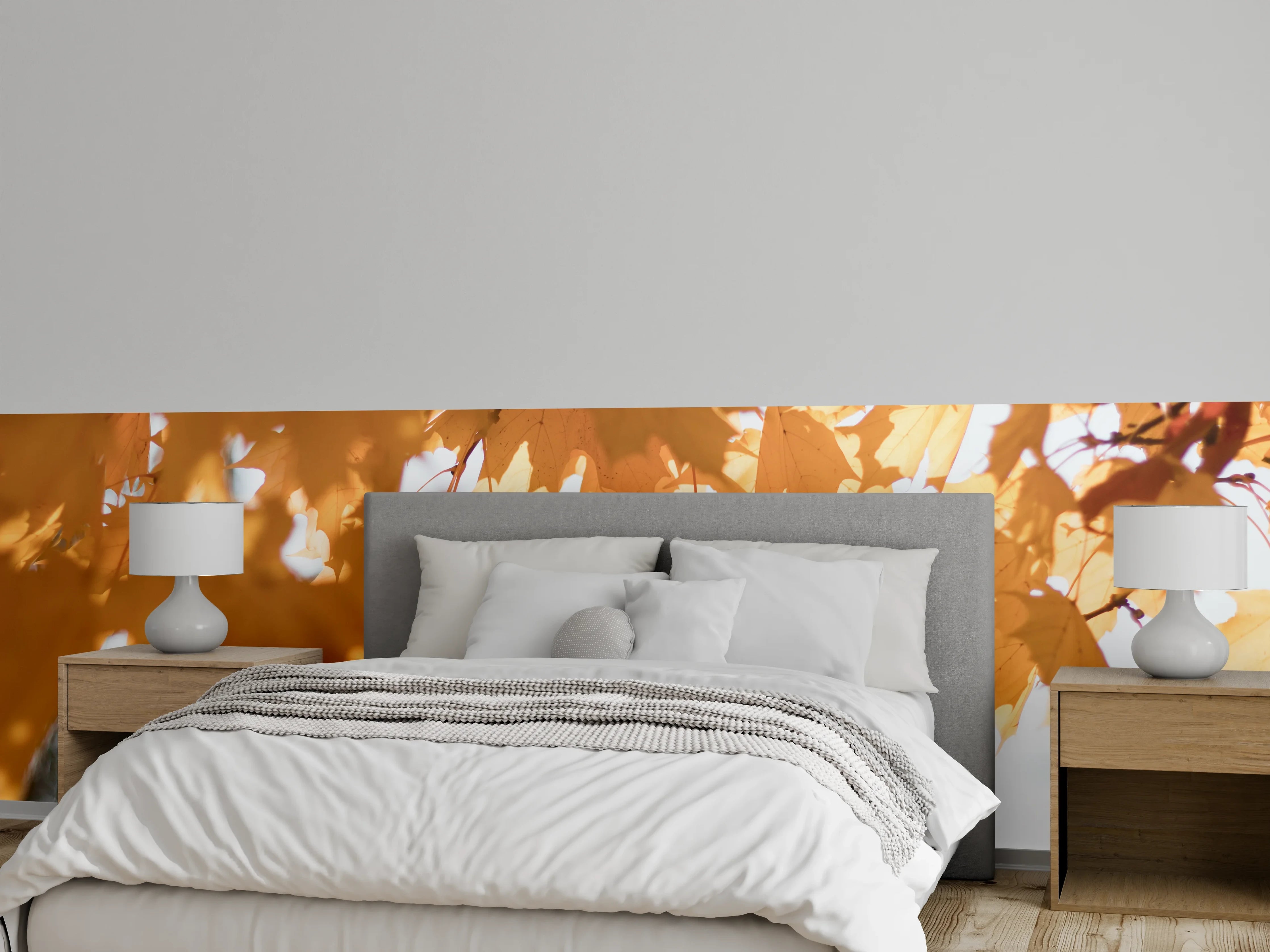 Wandverkleidung Schlafzimmer - Gelben Ahornblättern im Herbst